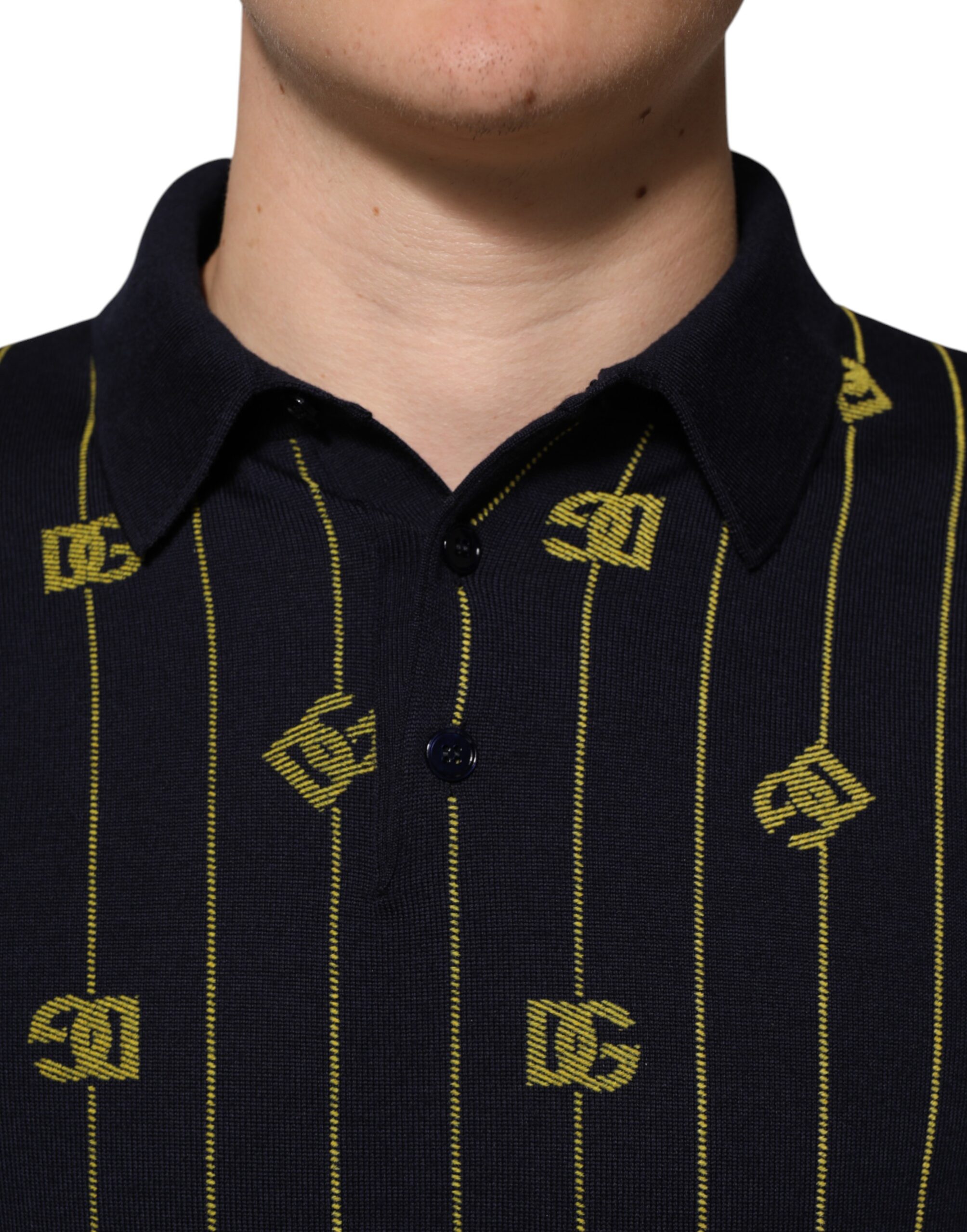 Dolce & Gabbana Black Logo Jacquard Knitted Polo Shirt T-shirt - Image 5