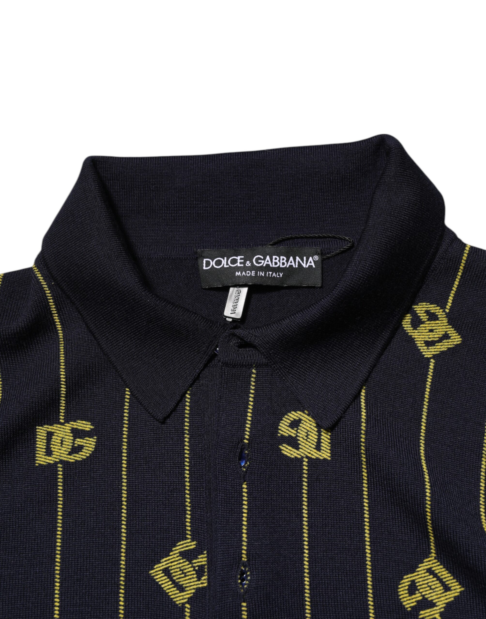 Dolce & Gabbana Black Logo Jacquard Knitted Polo Shirt T-shirt - Image 7