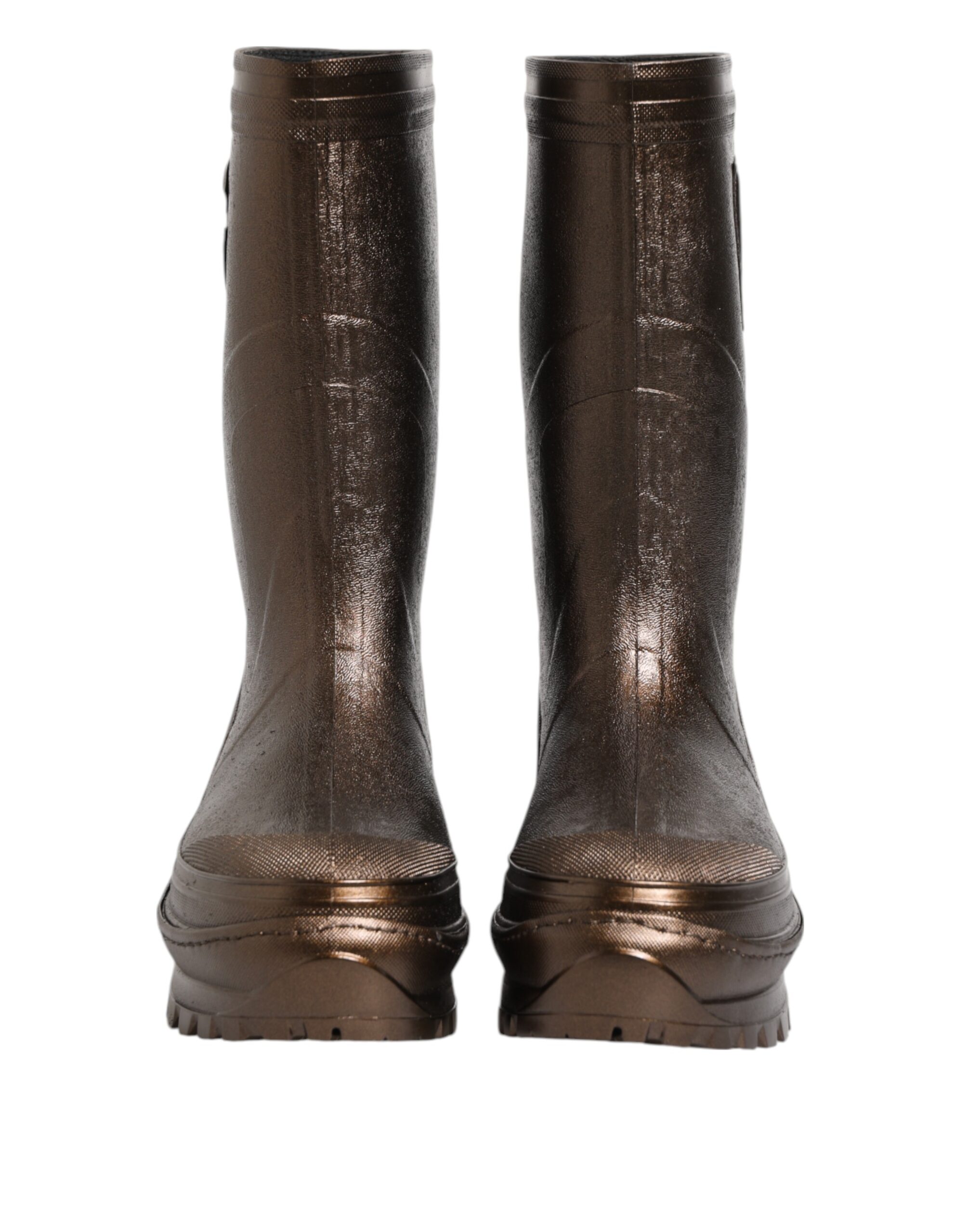Dolce & Gabbana Metallic Bronze Pull On Rain Boots Shoes - Image 3