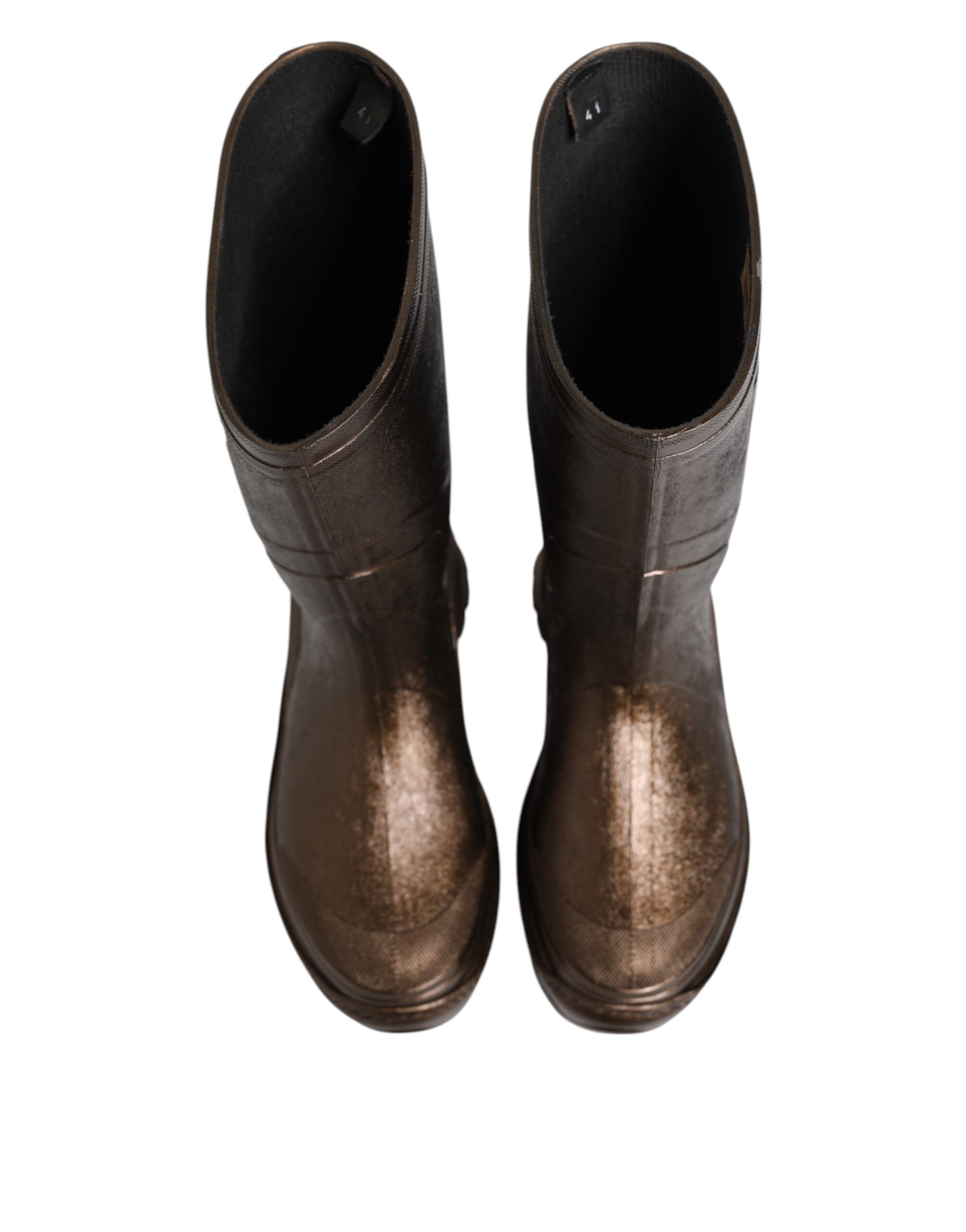 Dolce & Gabbana Metallic Bronze Pull On Rain Boots Shoes - Image 4