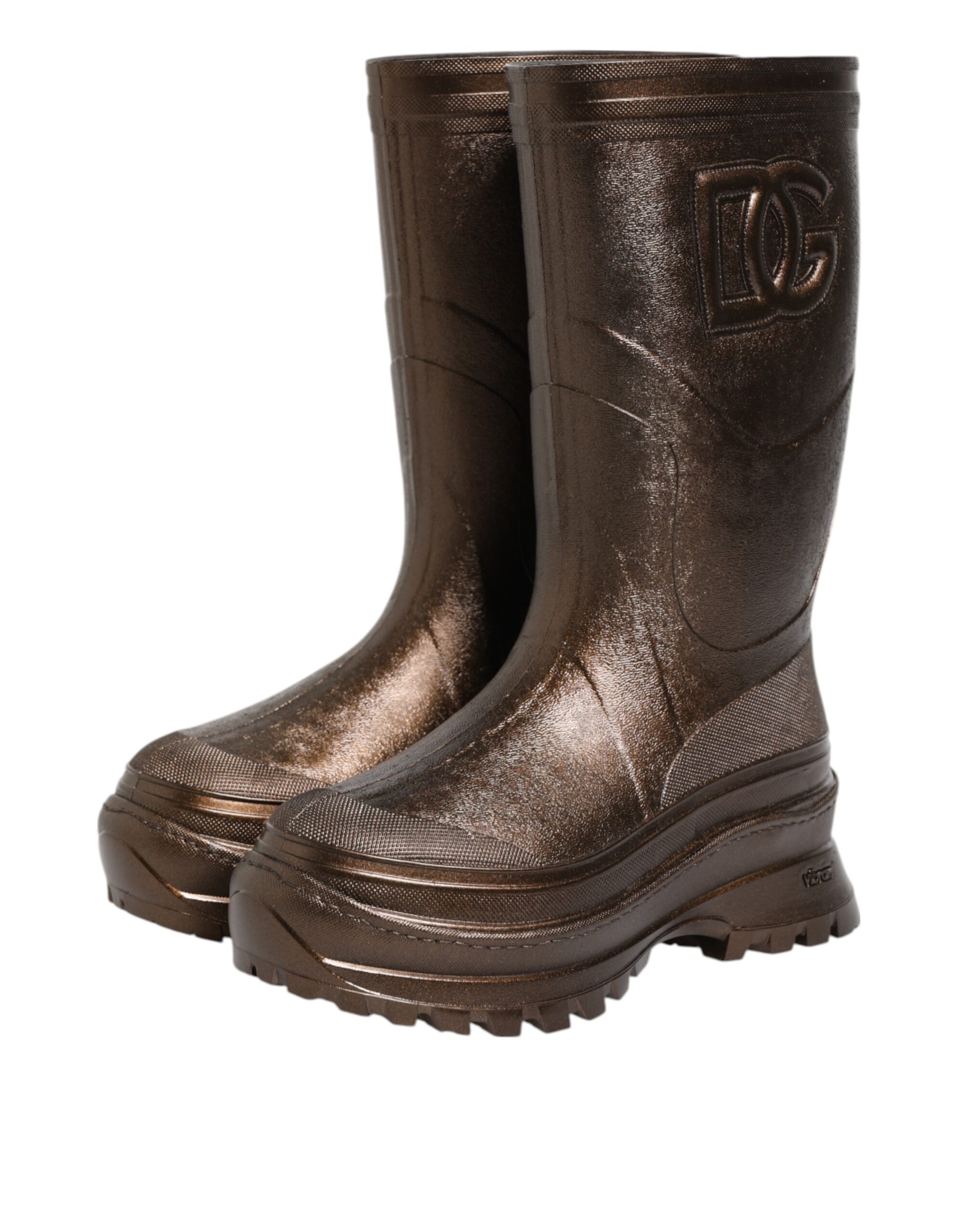 Dolce & Gabbana Metallic Bronze Pull On Rain Boots Shoes - Image 5