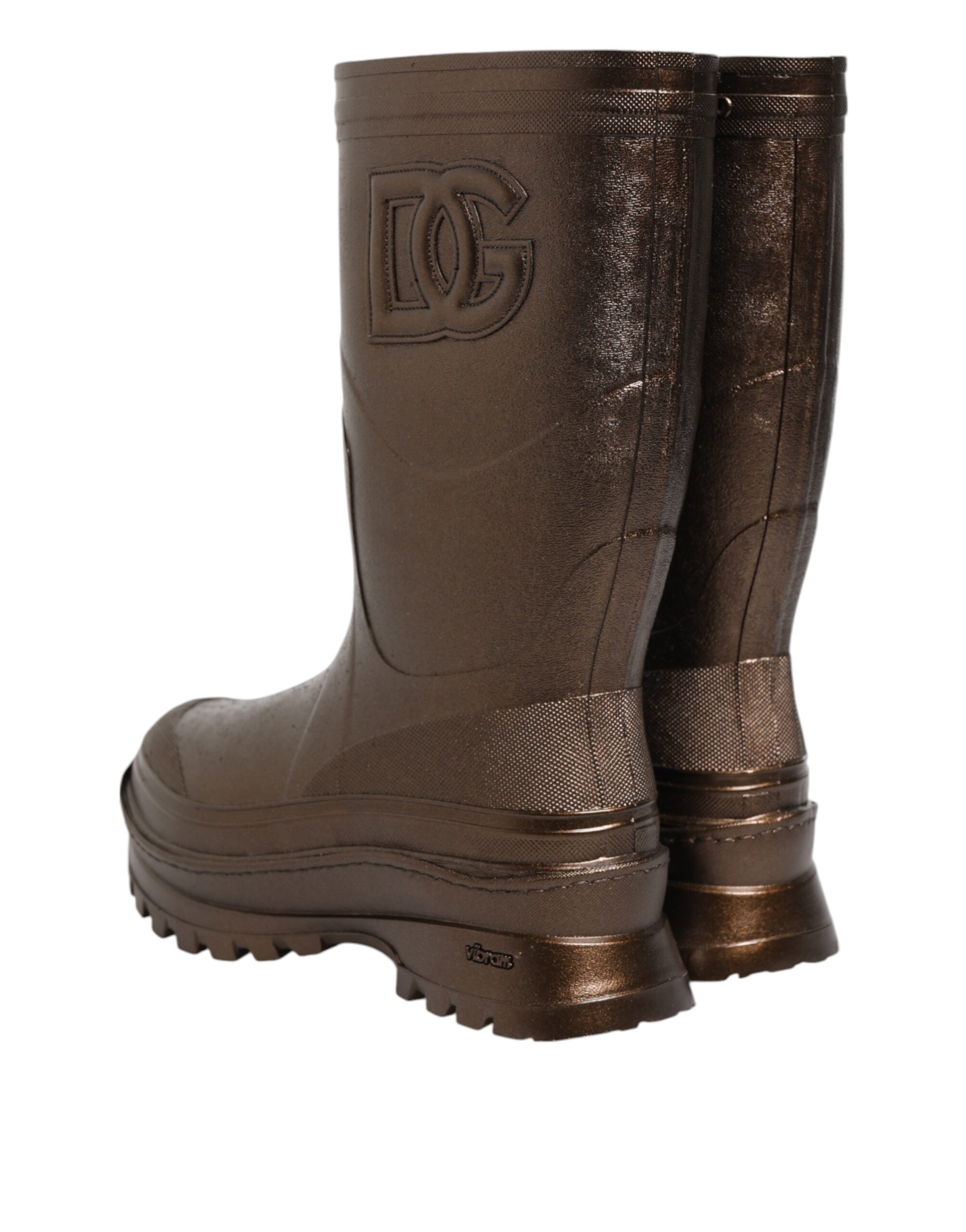 Dolce & Gabbana Metallic Bronze Pull On Rain Boots Shoes - Image 6
