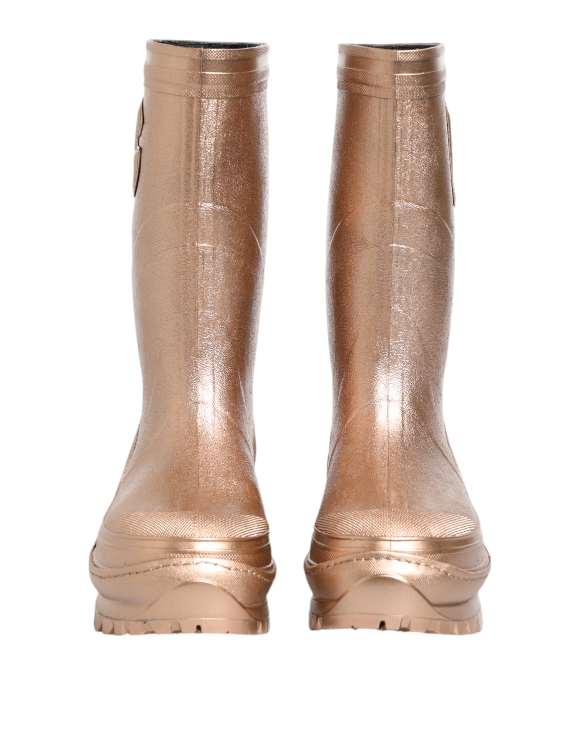Dolce & Gabbana Rose Gold Rubber Pull On Rain Boots Shoes - Image 3