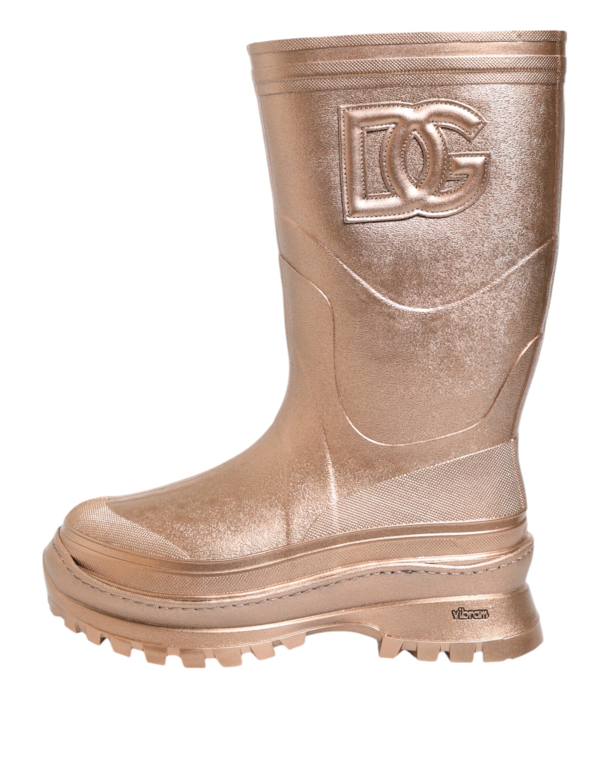 Dolce & Gabbana Rose Gold Rubber Pull On Rain Boots Shoes - Image 2