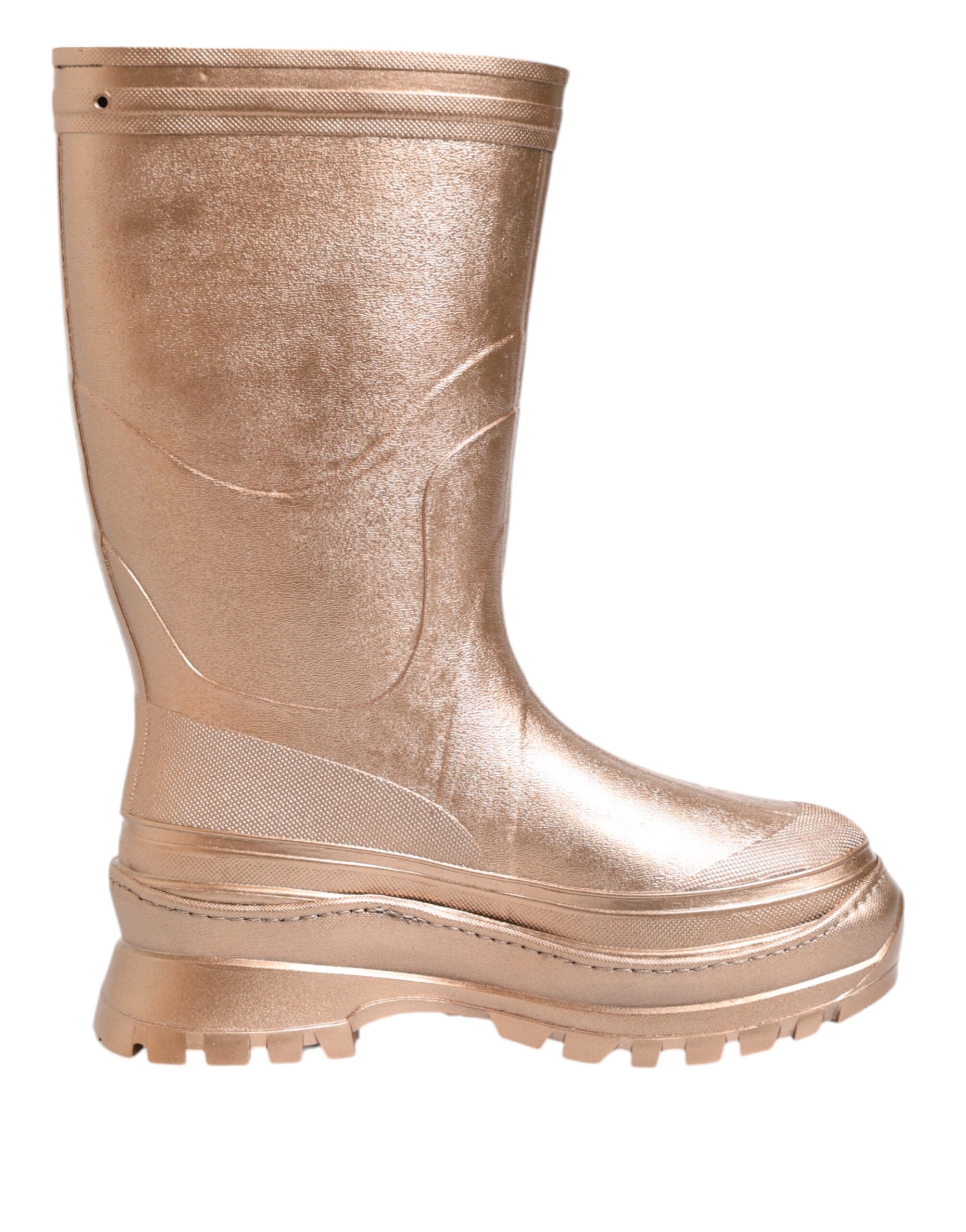 Dolce & Gabbana Rose Gold Rubber Pull On Rain Boots Shoes - Image 7
