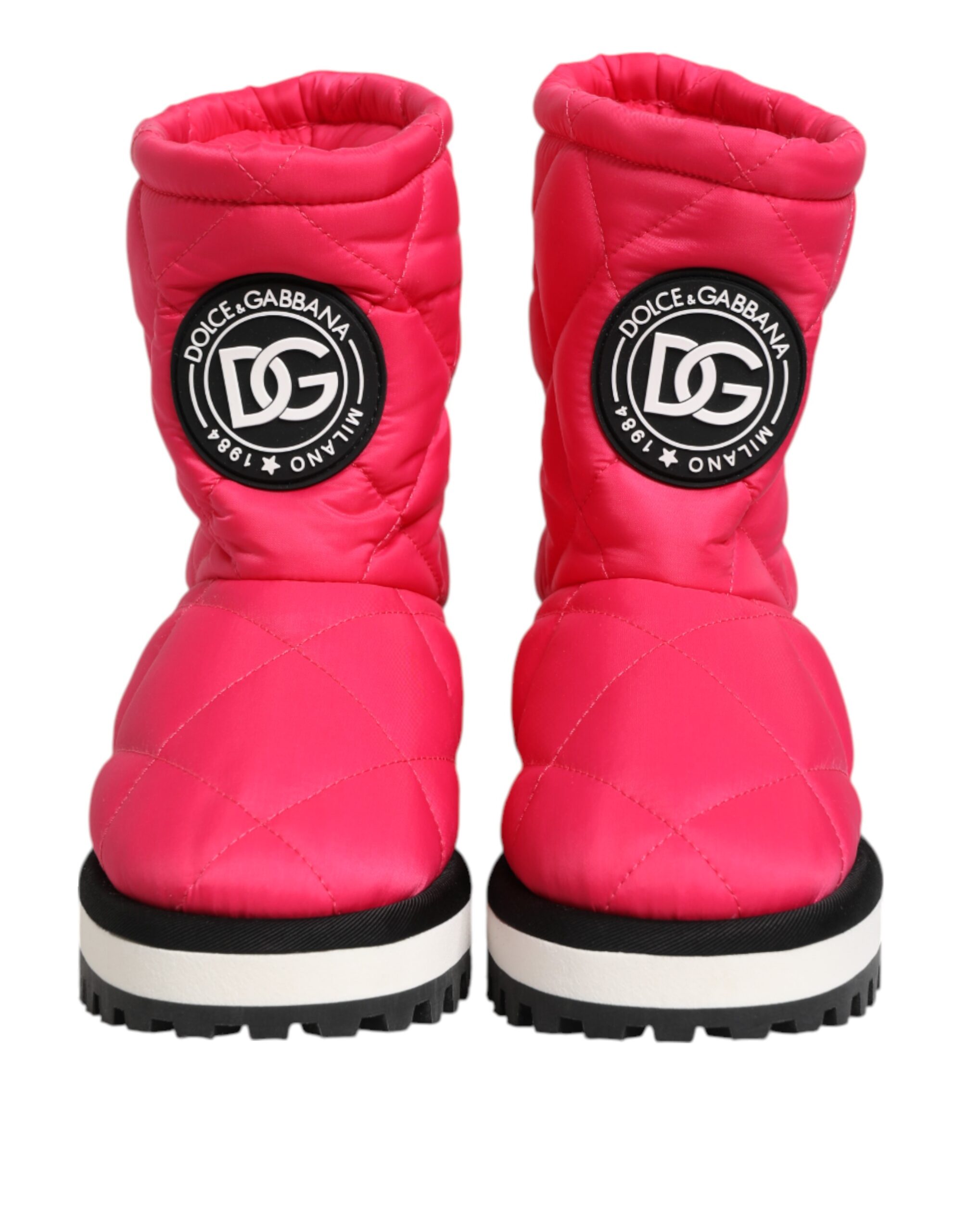 Dolce & Gabbana Pink White Viscose Padded Mid Calf Boots Shoes - Image 3