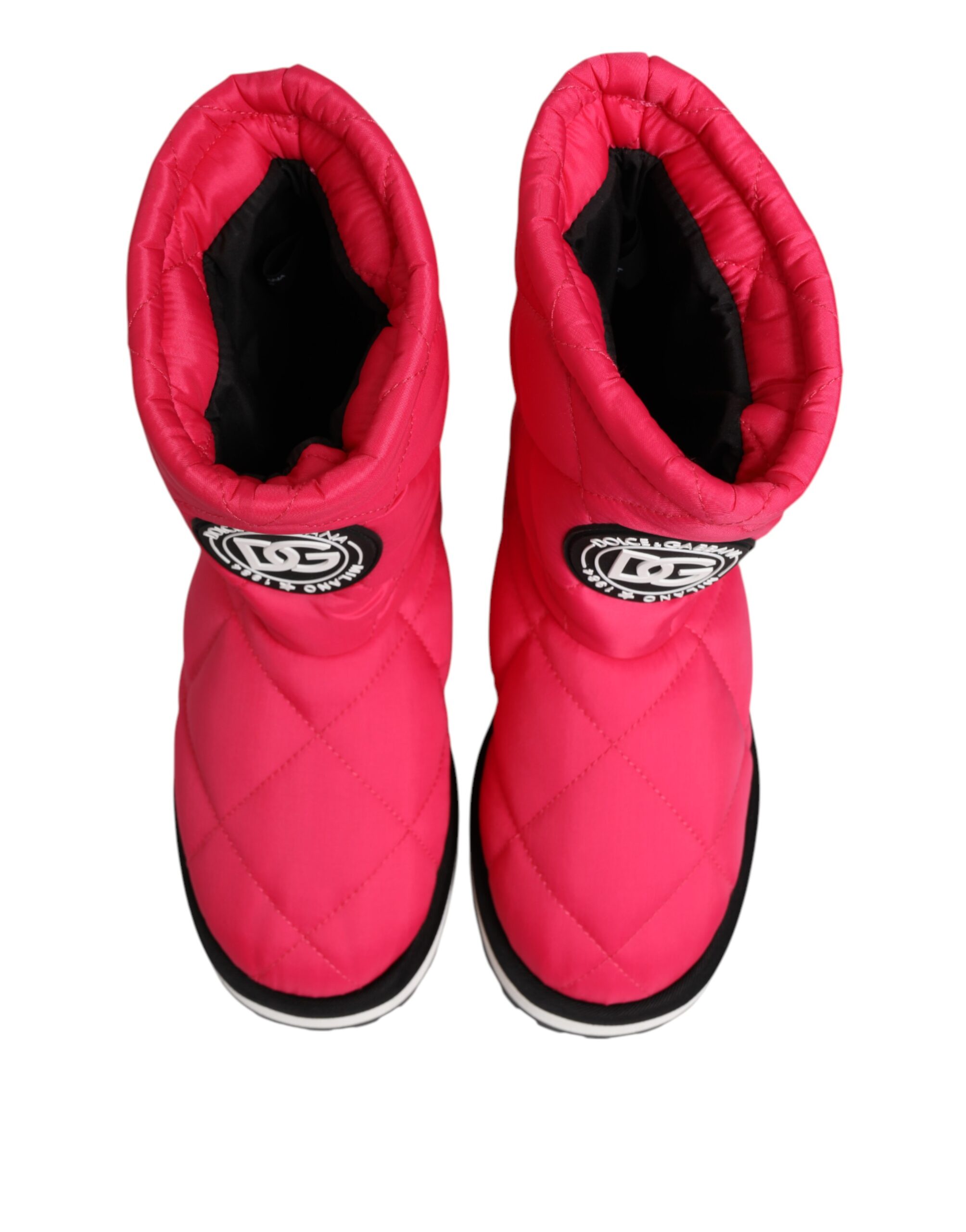 Dolce & Gabbana Pink White Viscose Padded Mid Calf Boots Shoes - Image 4
