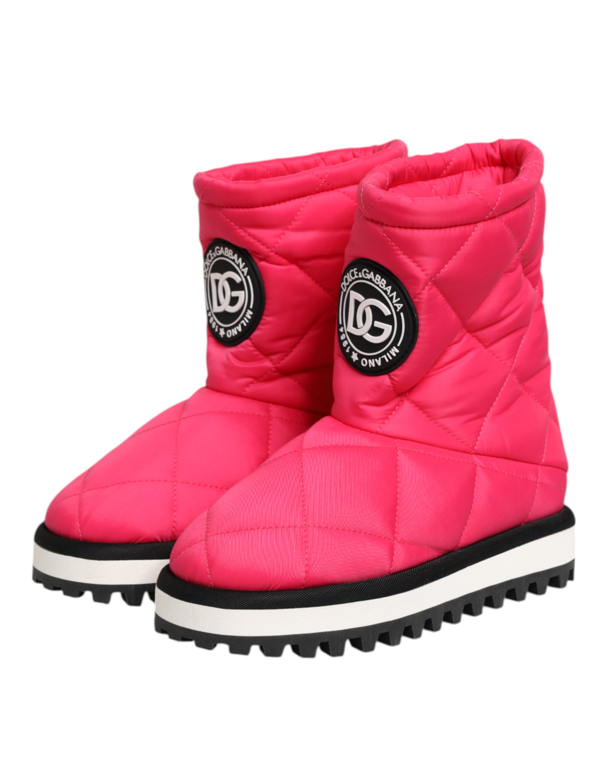 Dolce & Gabbana Pink White Viscose Padded Mid Calf Boots Shoes - Image 5