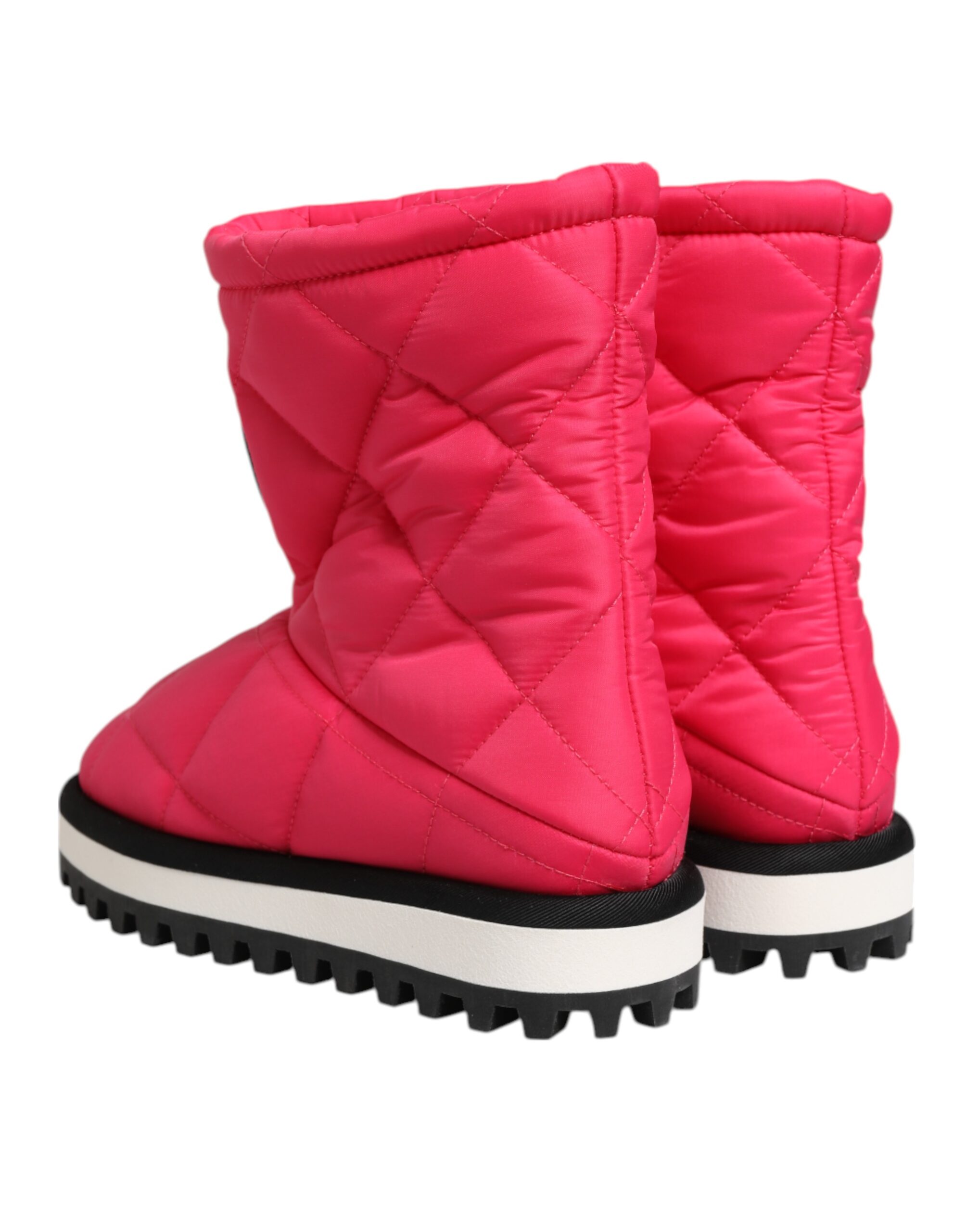 Dolce & Gabbana Pink White Viscose Padded Mid Calf Boots Shoes - Image 6