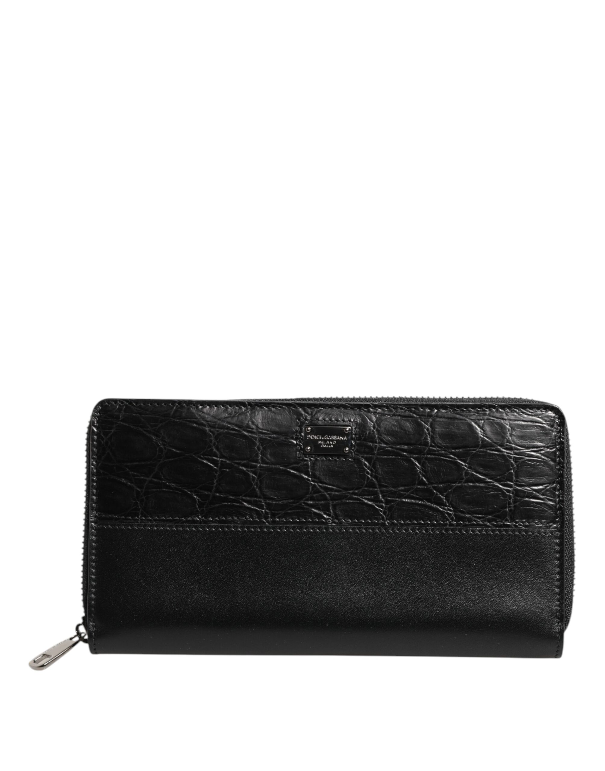Dolce & Gabbana Black Leather Logo Plaque Zip Around Continental Wallet - Image 2