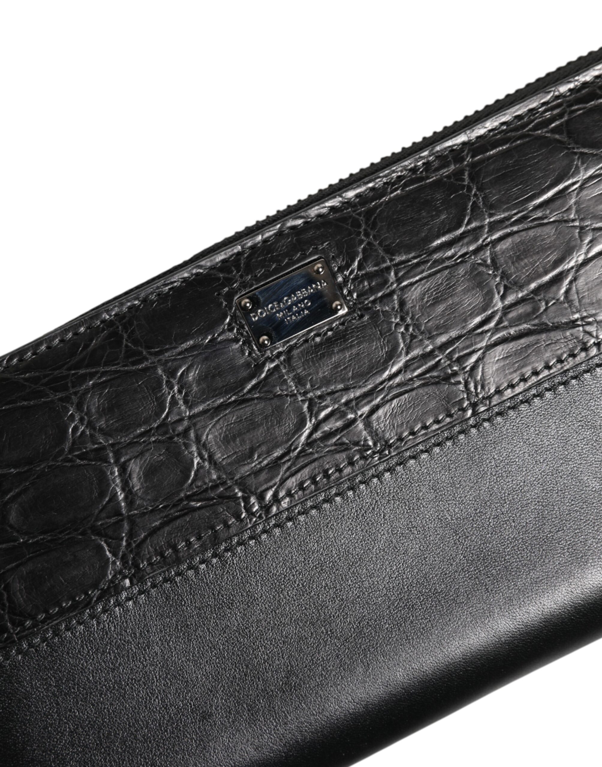 Dolce & Gabbana Black Leather Logo Plaque Zip Around Continental Wallet - Image 6