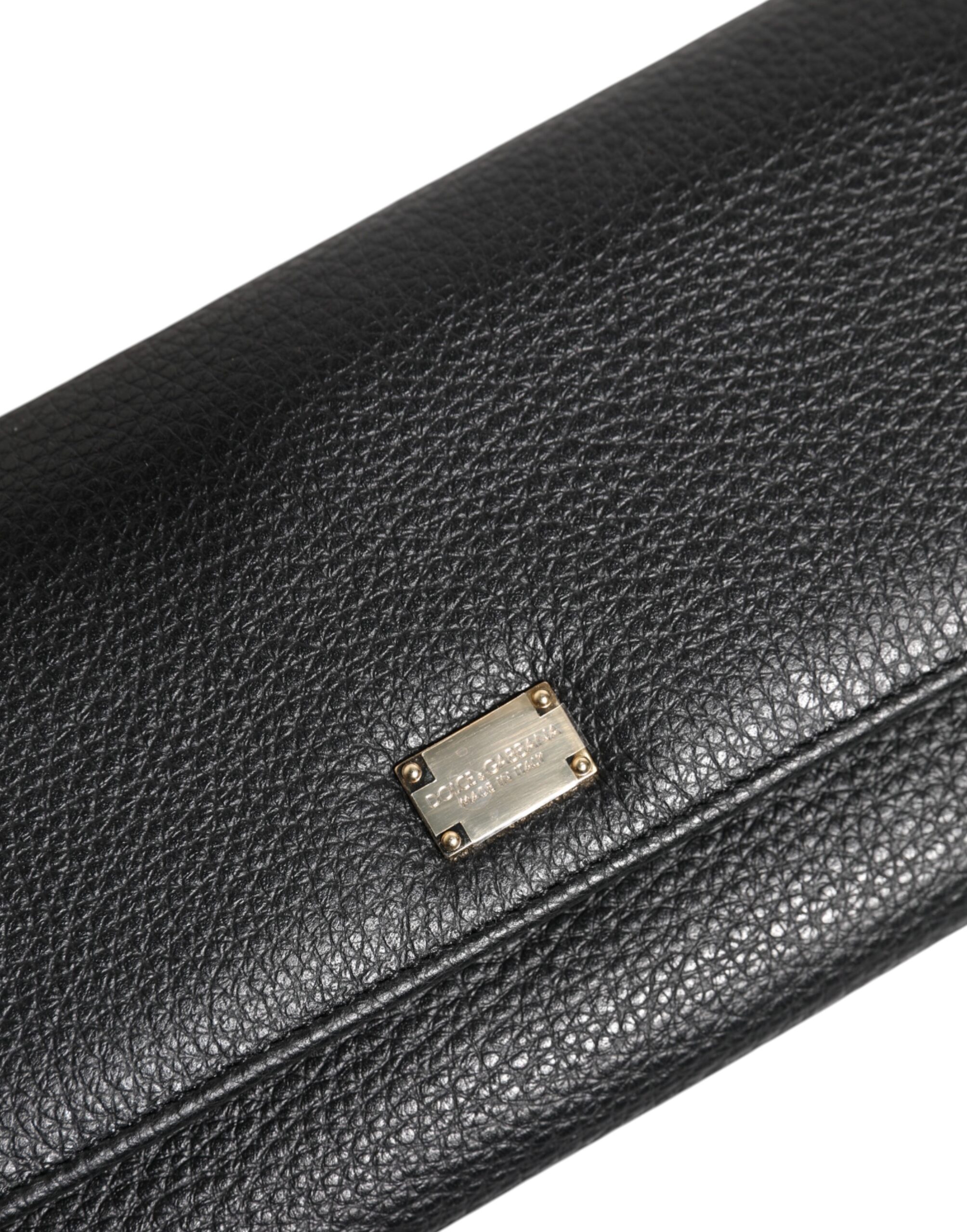 Dolce & Gabbana Black Leather Trifold Logo Plaque Card Holder Wallet - Image 5
