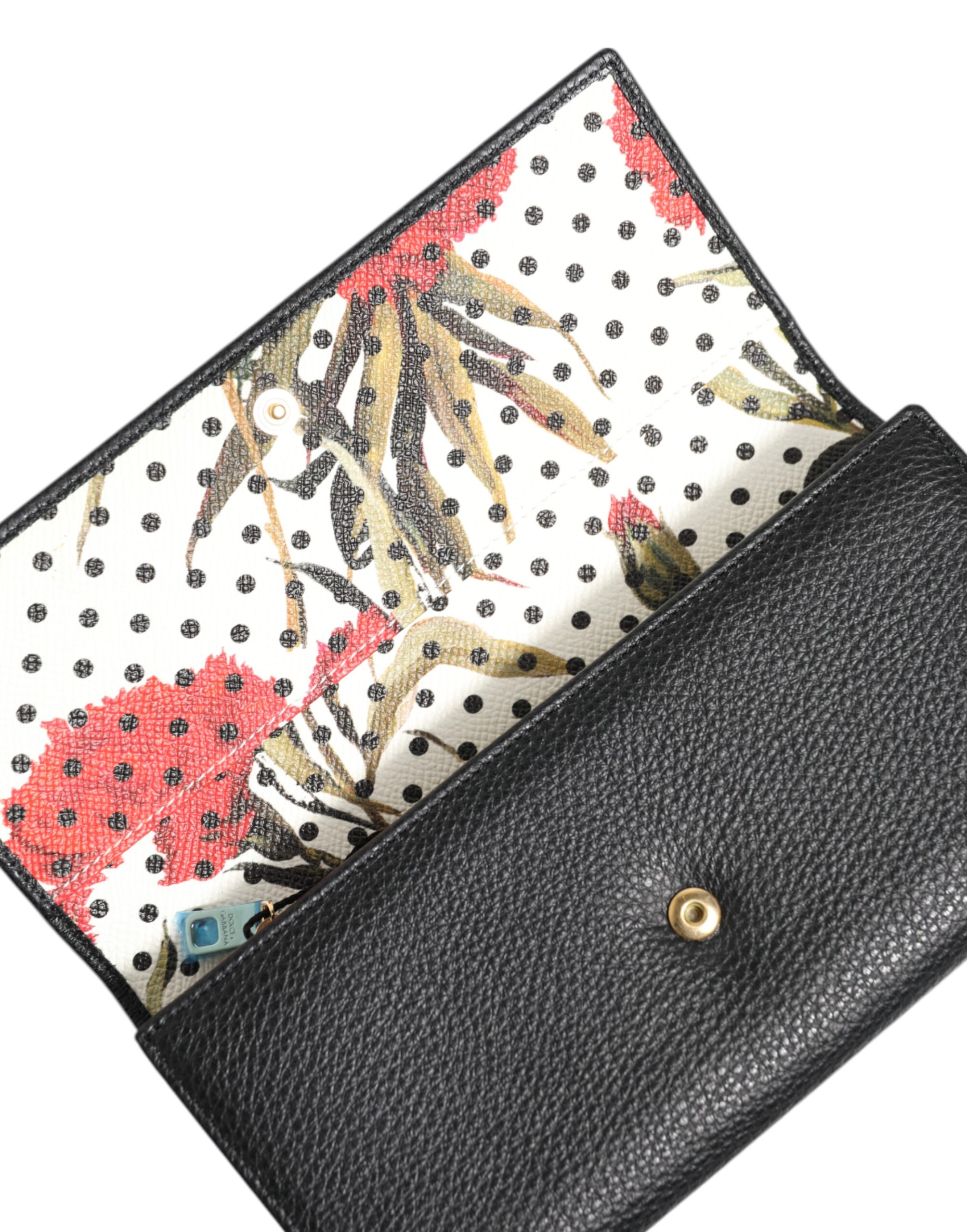 Dolce & Gabbana Black Leather Trifold Logo Plaque Card Holder Wallet - Image 7