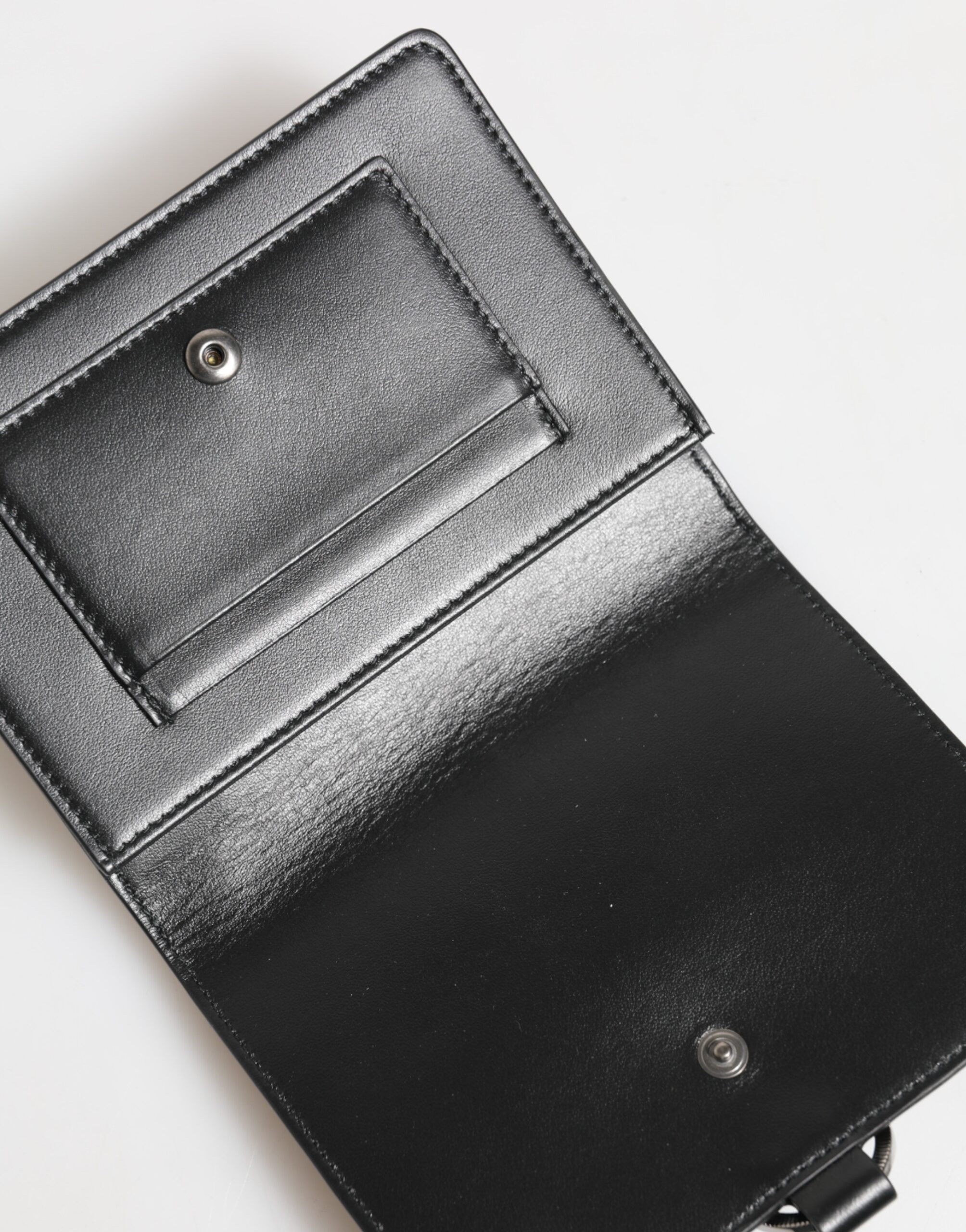 Dolce & Gabbana Black Leather Crystal Embellished Card Holder Wallet - Image 8