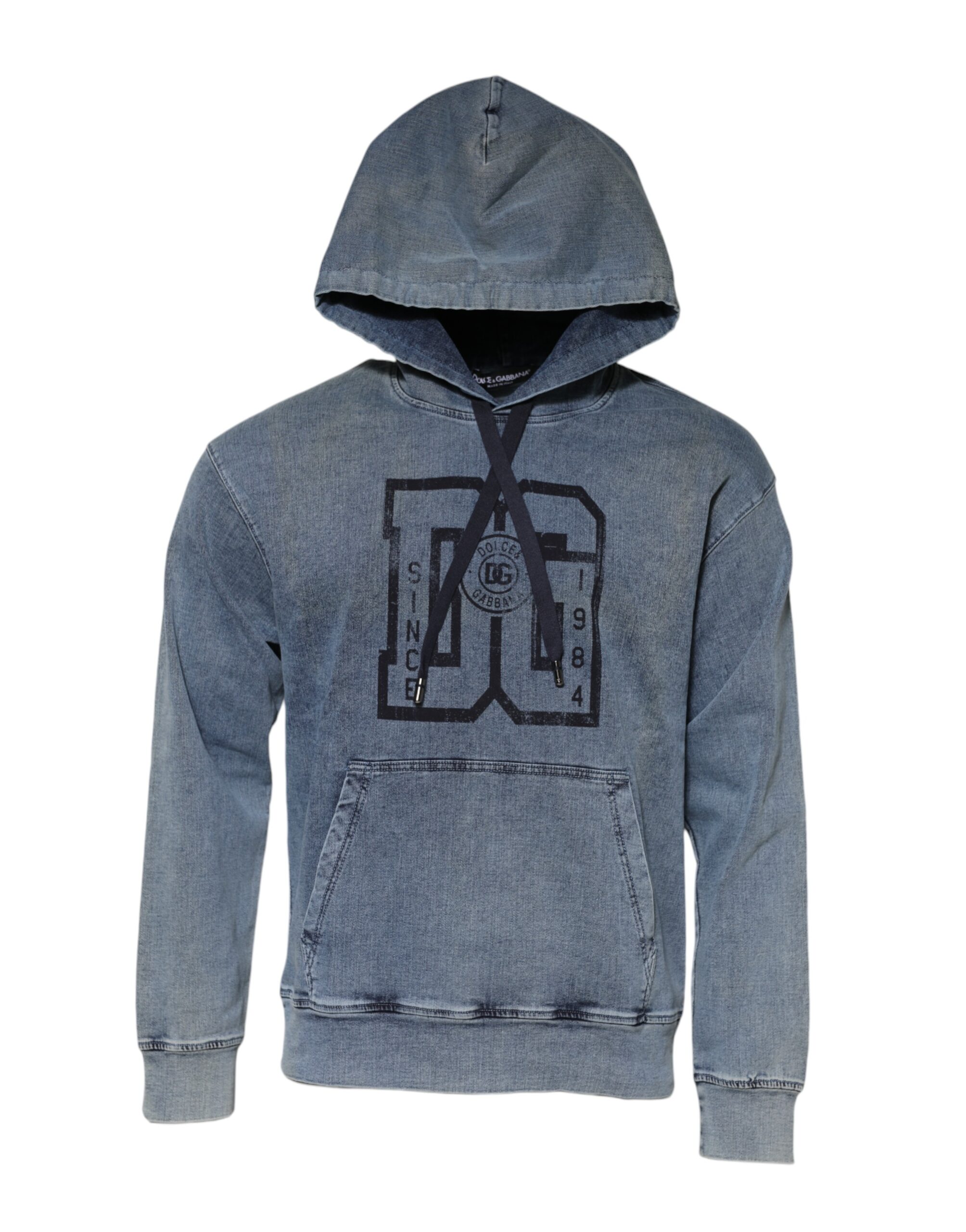 Dolce & Gabbana Blue Cotton Blend Hooded Sweatshirt Sweater - Image 2