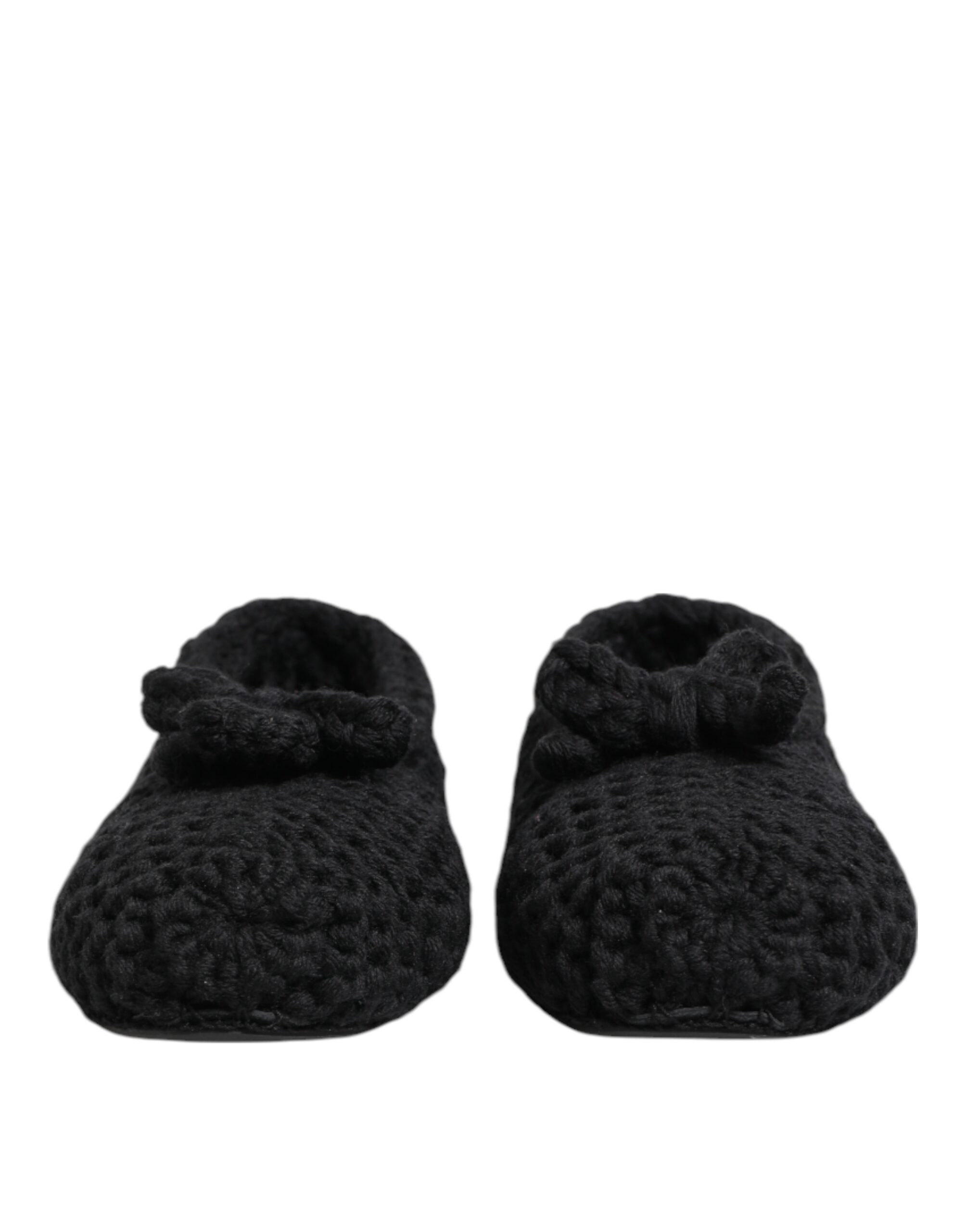 Dolce & Gabbana Black Wool Knit Slip On Ballerina Flats Shoes - Image 3