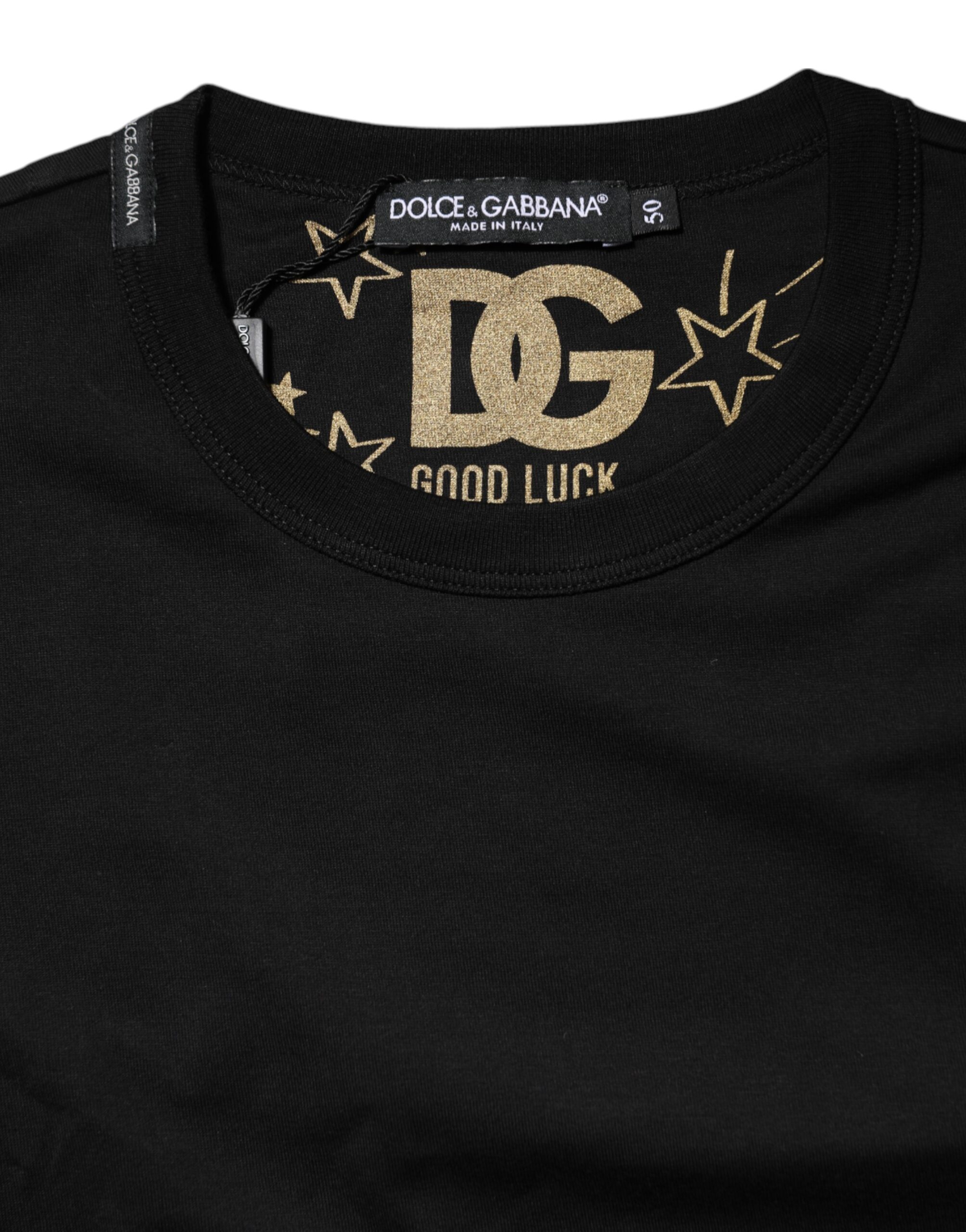 Dolce & Gabbana Black Cotton Logo Print Crew Neck T-shirt - Image 4