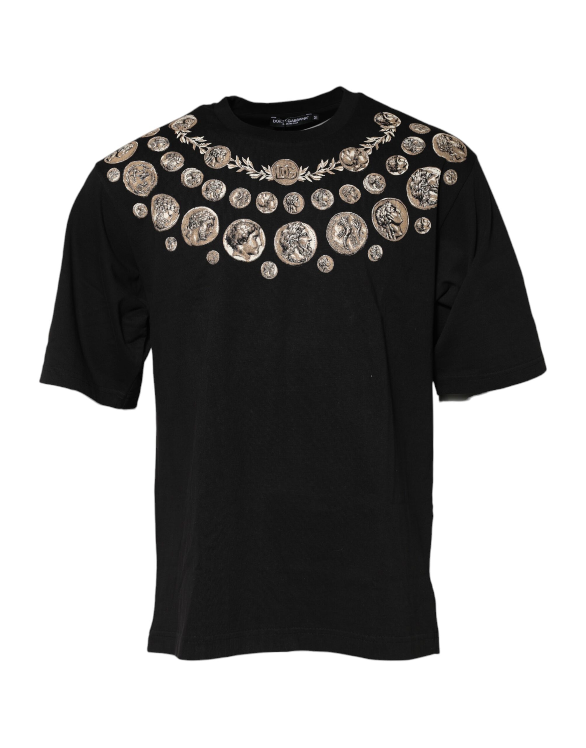 Dolce & Gabbana Black Coin Print Cotton Crew Neck T-shirt - Image 2
