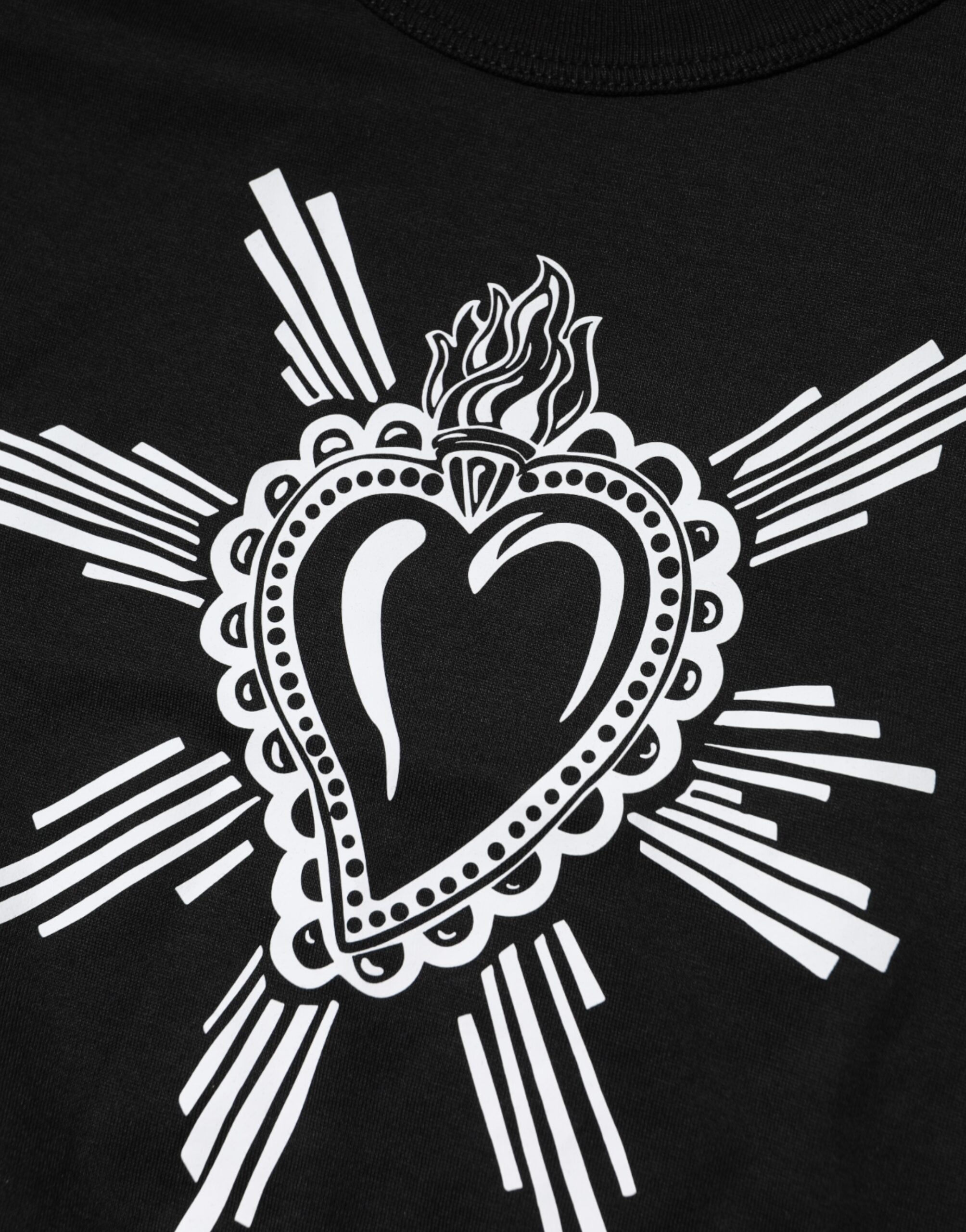 Dolce & Gabbana Black Sacred Heart Cotton Crew Neck T-shirt - Image 5