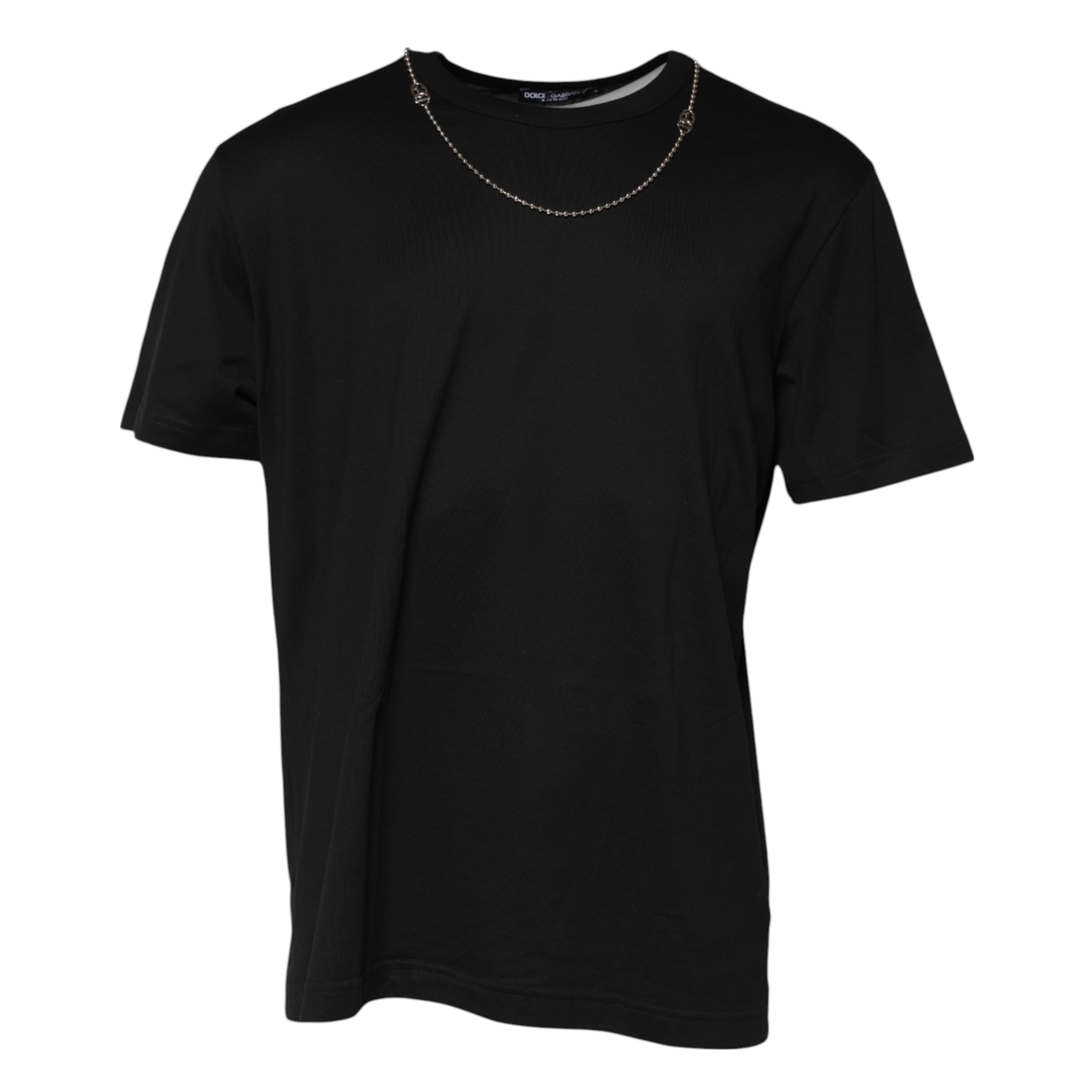 Dolce & Gabbana Black Chain Necklace Cotton Crewneck T-shirt - Image 5