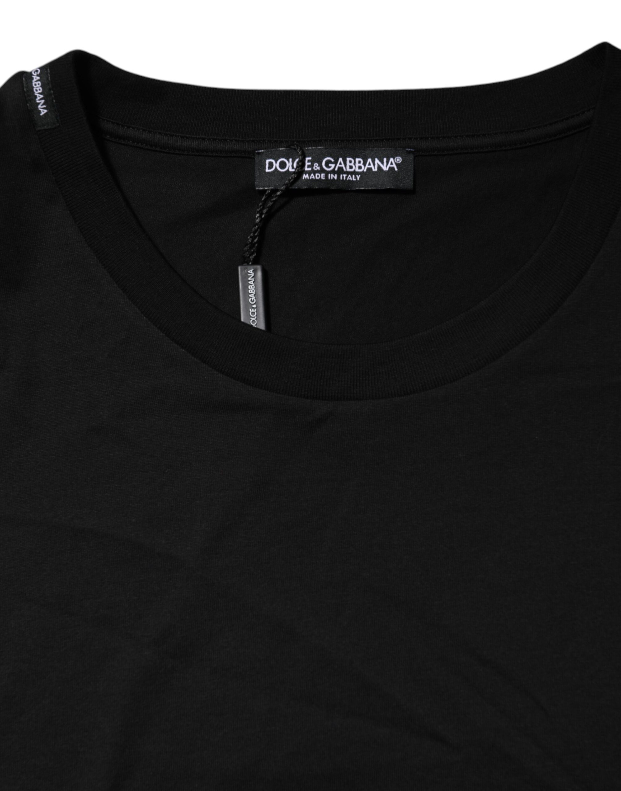 Dolce & Gabbana Black Cotton Crew Neck Short Sleeves T-shirt - Image 4
