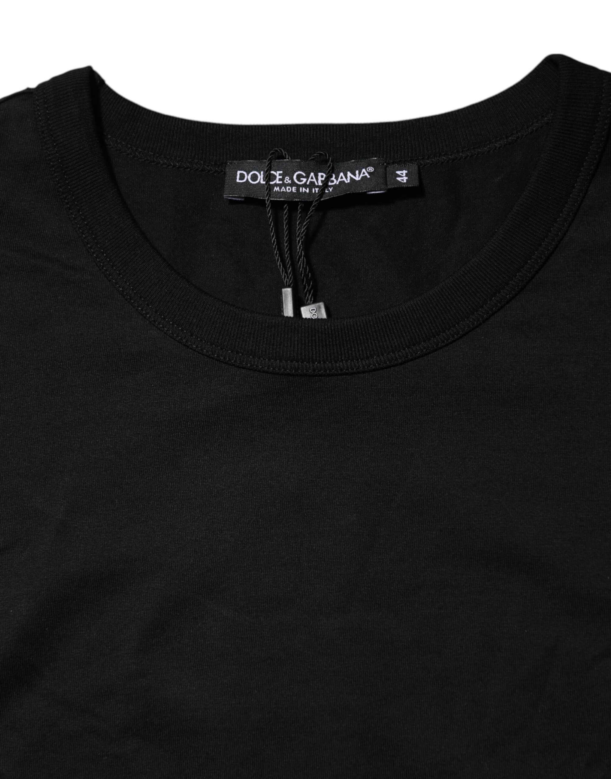 Dolce & Gabbana Black Cotton Crewneck Short Sleeves T-shirt - Image 4