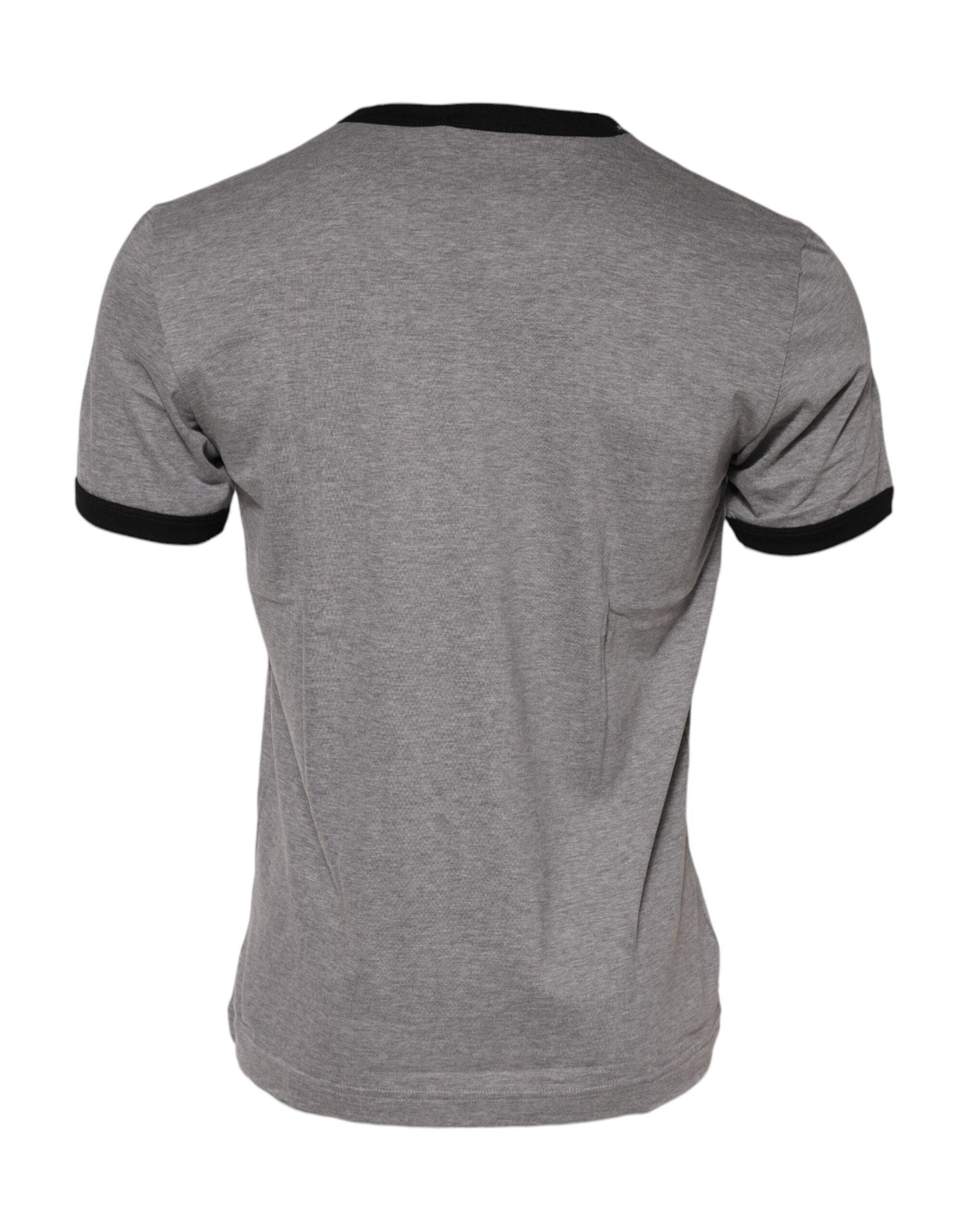 Dolce & Gabbana Gray Sacred Heart Cotton Crew Neck T-shirt - Image 3