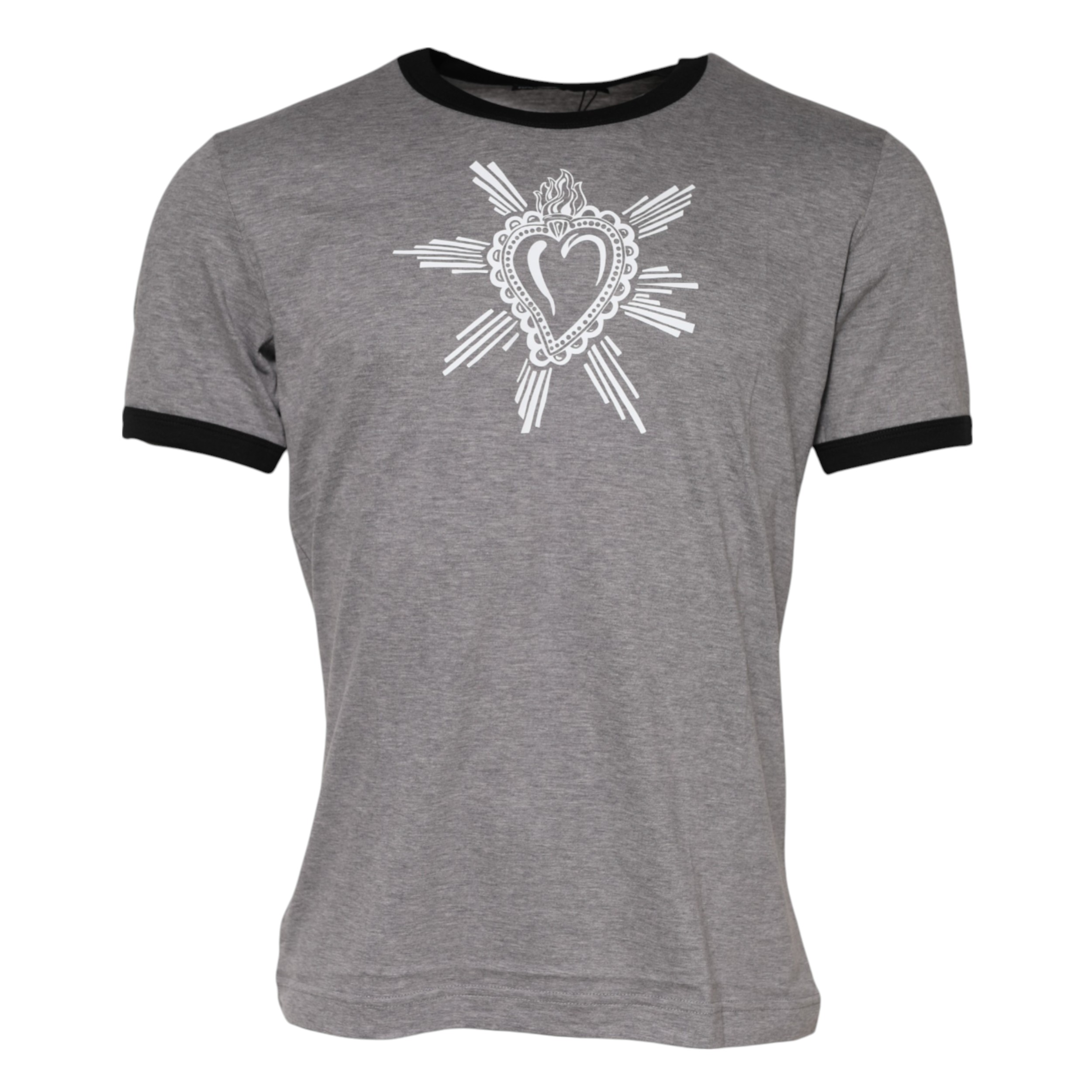 Dolce & Gabbana Gray Sacred Heart Cotton Crew Neck T-shirt - Image 5