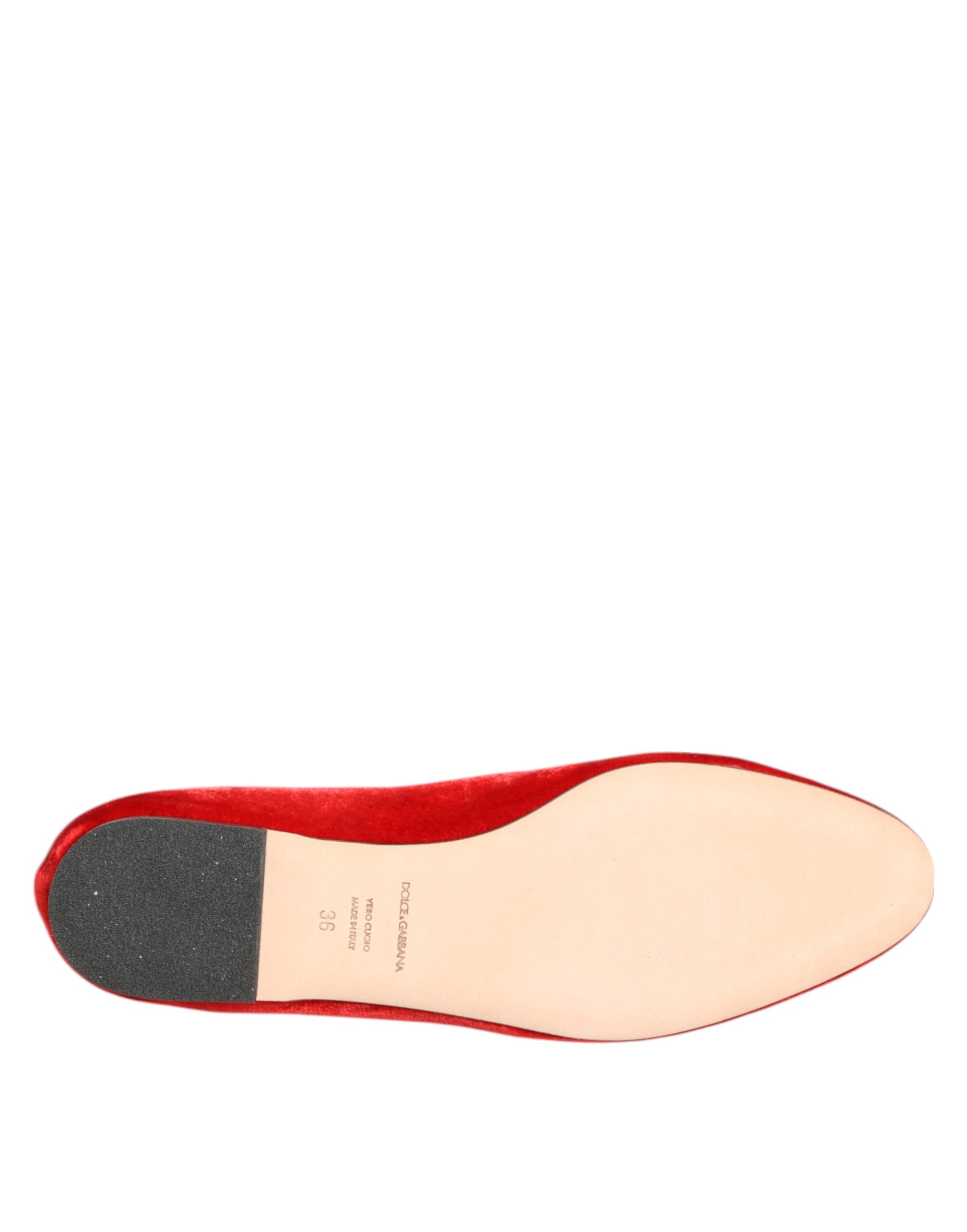 Dolce & Gabbana Red Velvet DG Heart Loafers Flats Shoes - Image 8