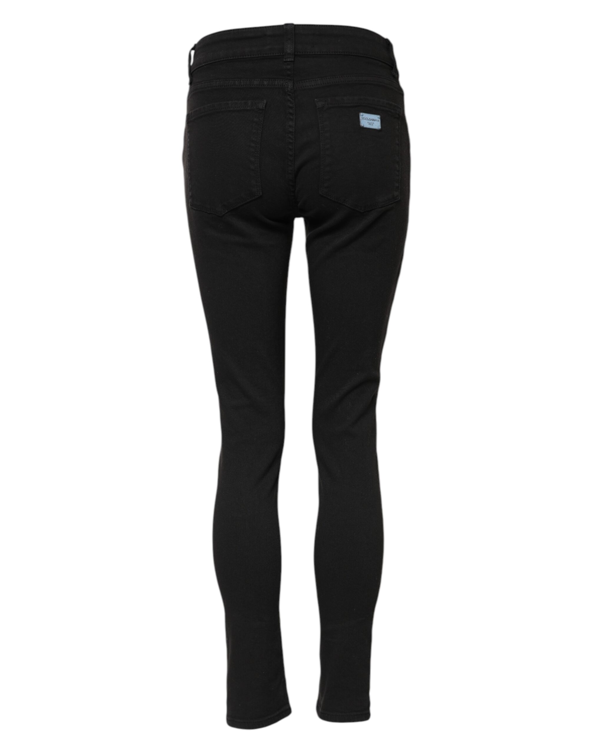 Dolce & Gabbana Black Cotton Skinny Mid Waist Denim Jeans - Image 3