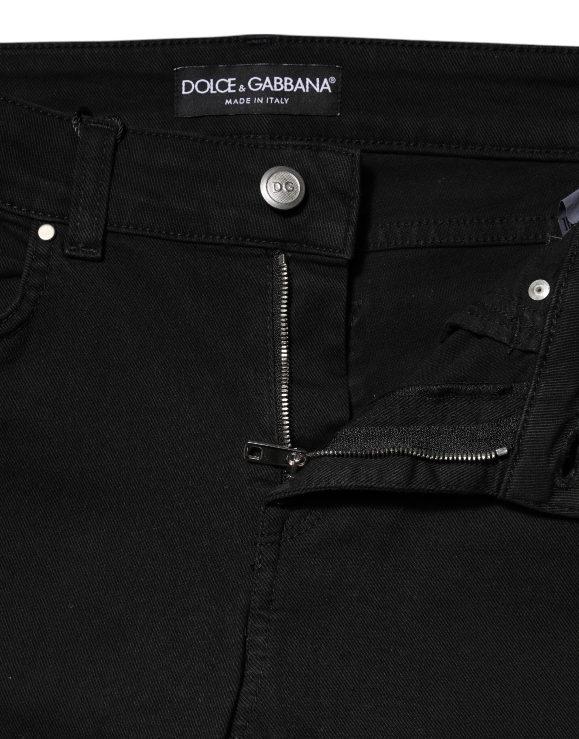 Dolce & Gabbana Black Cotton Skinny Mid Waist Denim Jeans - Image 4