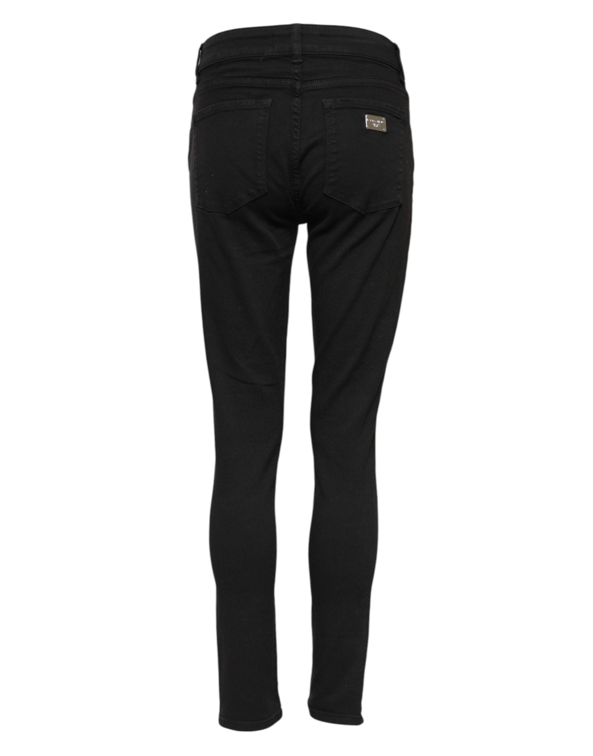 Dolce & Gabbana Black Cotton Skinny Mid Waist Denim Jeans - Image 3