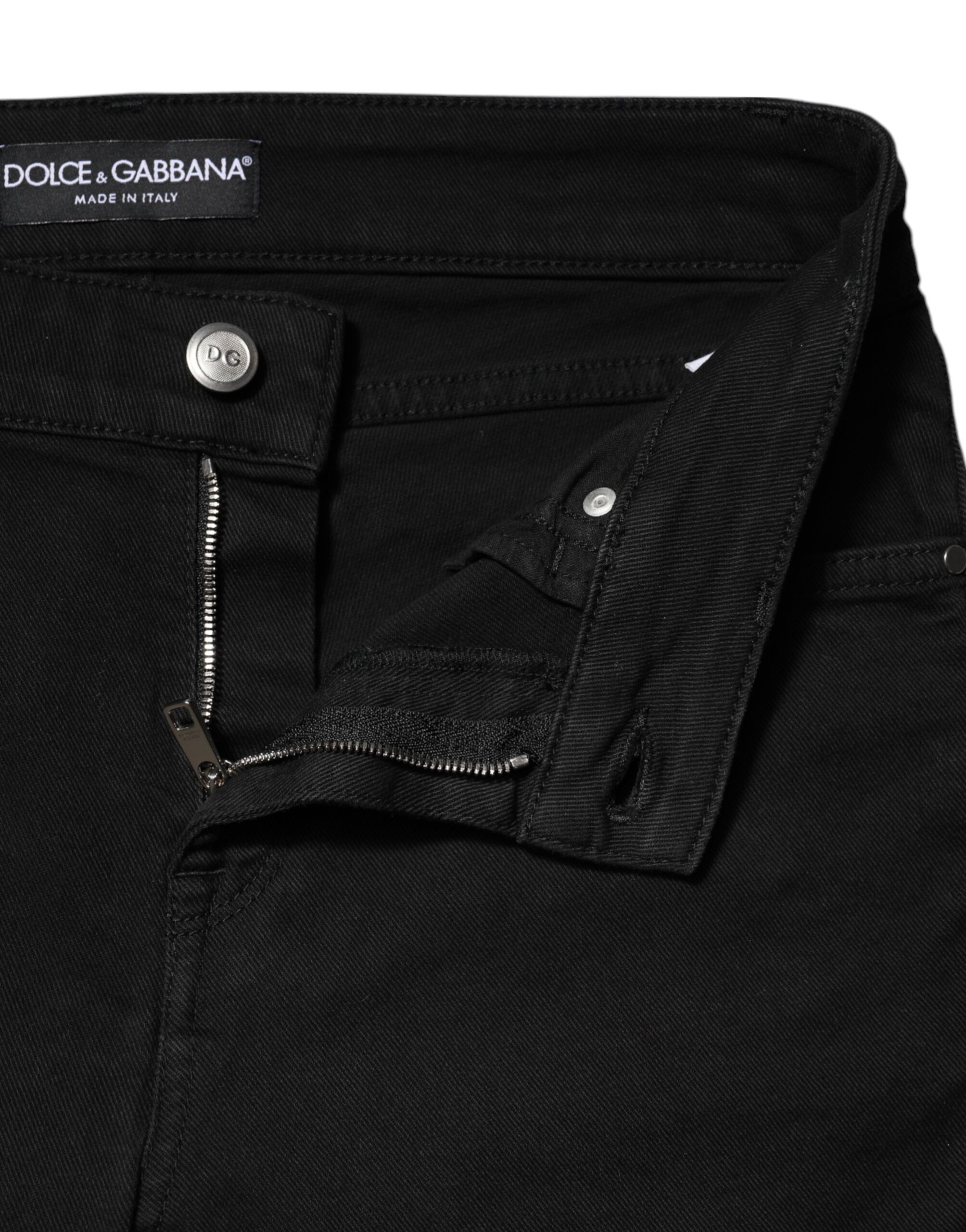 Dolce & Gabbana Black Cotton Skinny Mid Waist Denim Jeans - Image 4