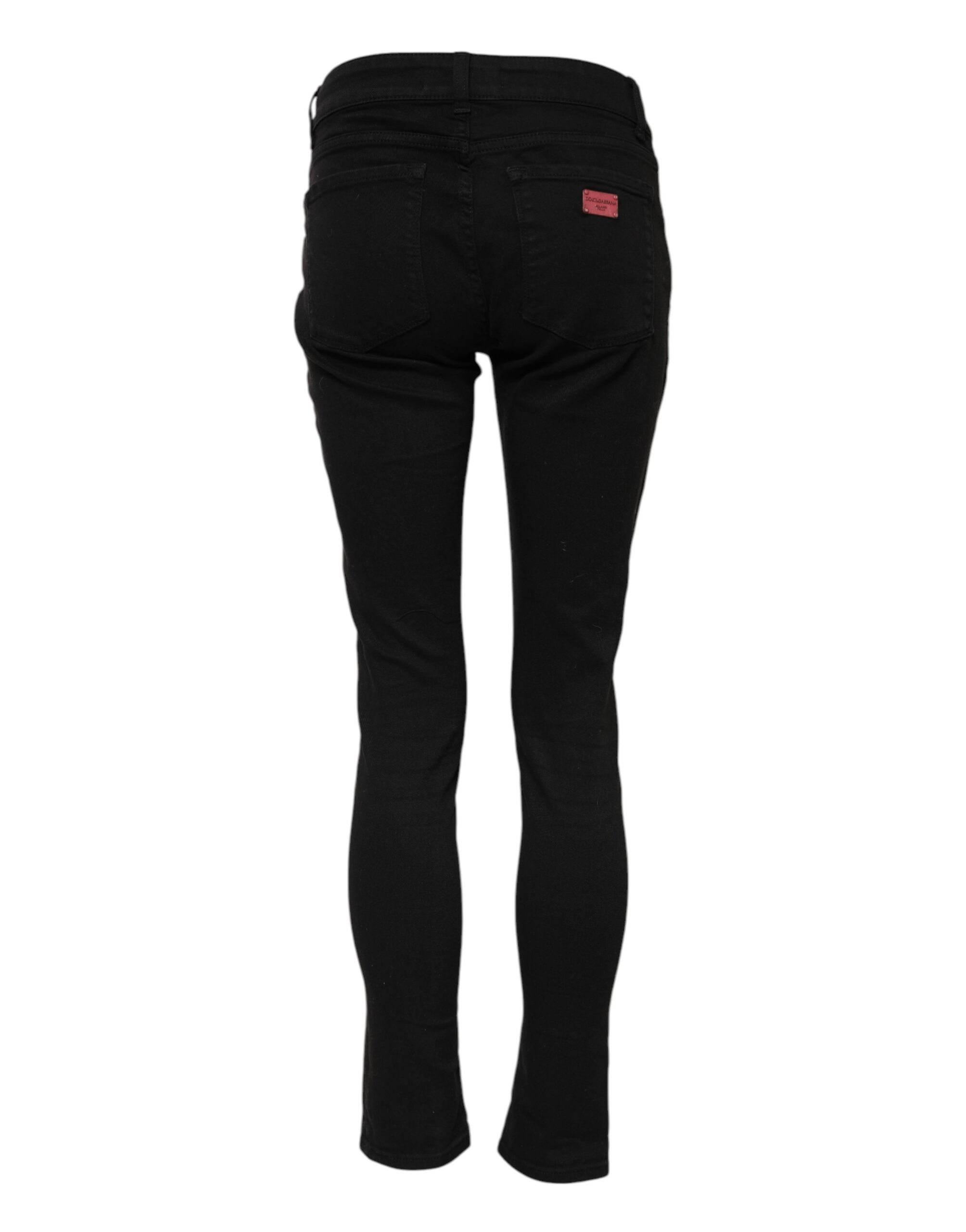 Dolce & Gabbana Black Cotton Skinny Mid Waist Denim Jeans - Image 3