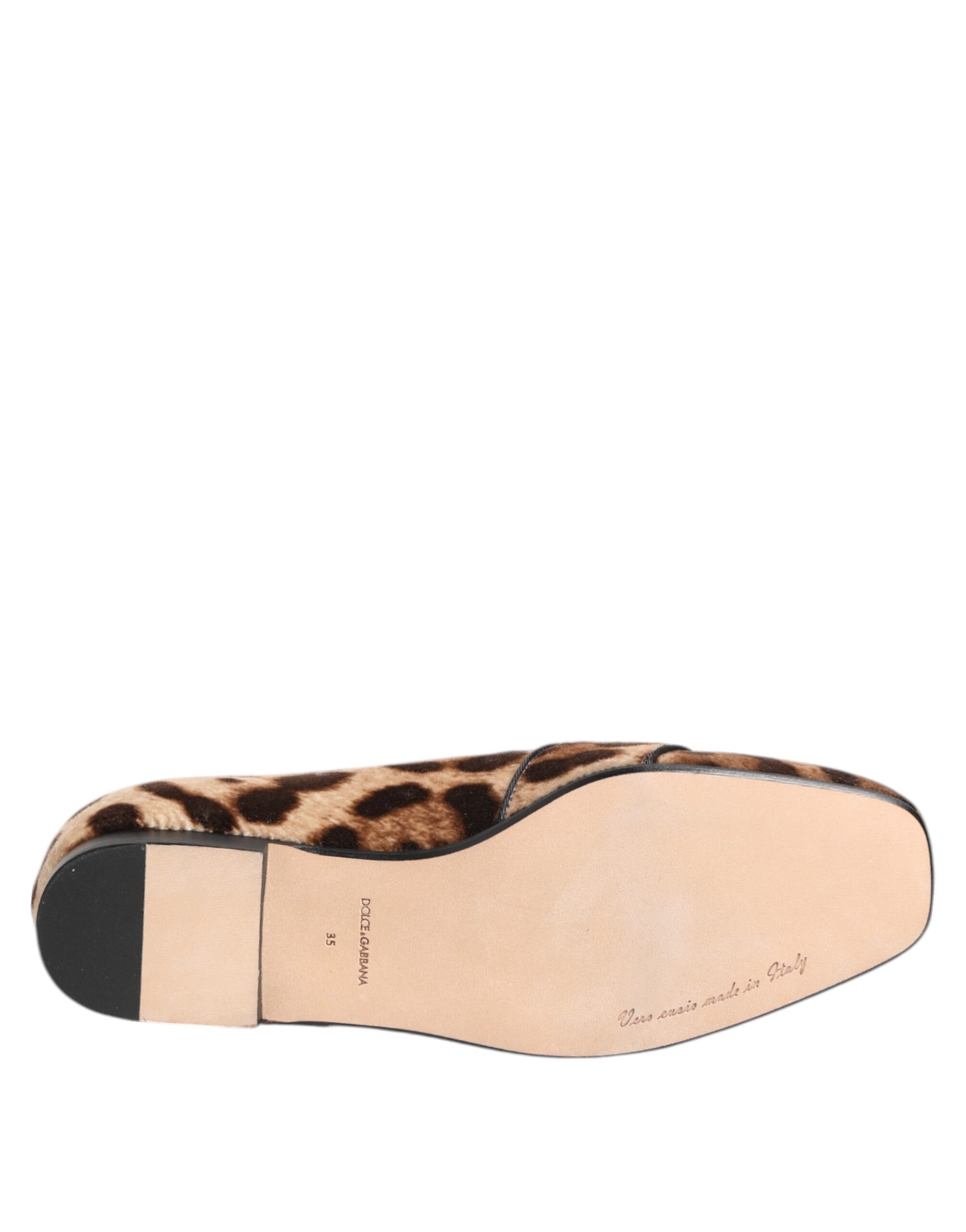Dolce & Gabbana Brown Leopard Print Crystals Loafers Flats Shoes - Image 8
