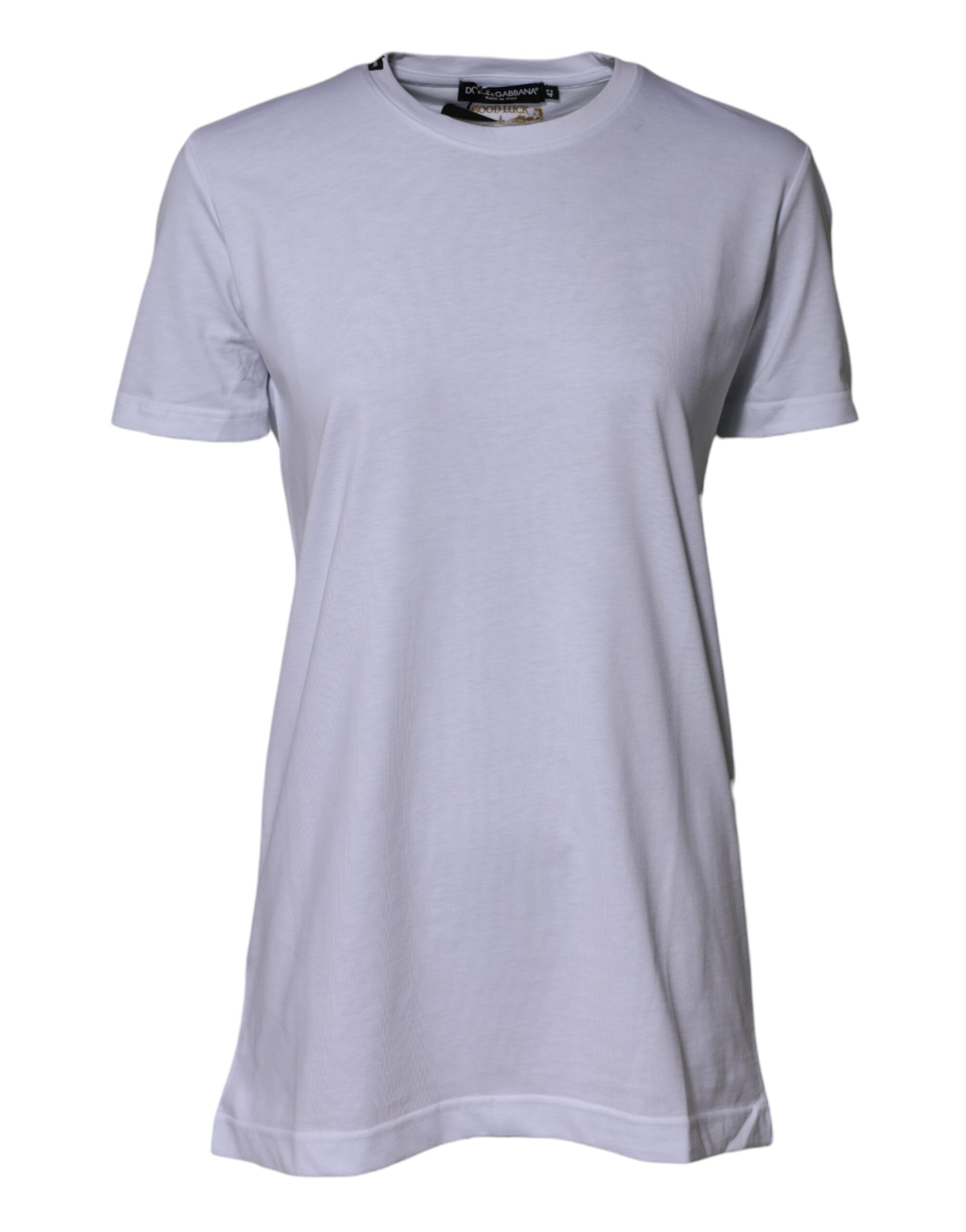 Dolce & Gabbana White Cotton Goodluck 2023 Crew Neck T-shirt - Image 2