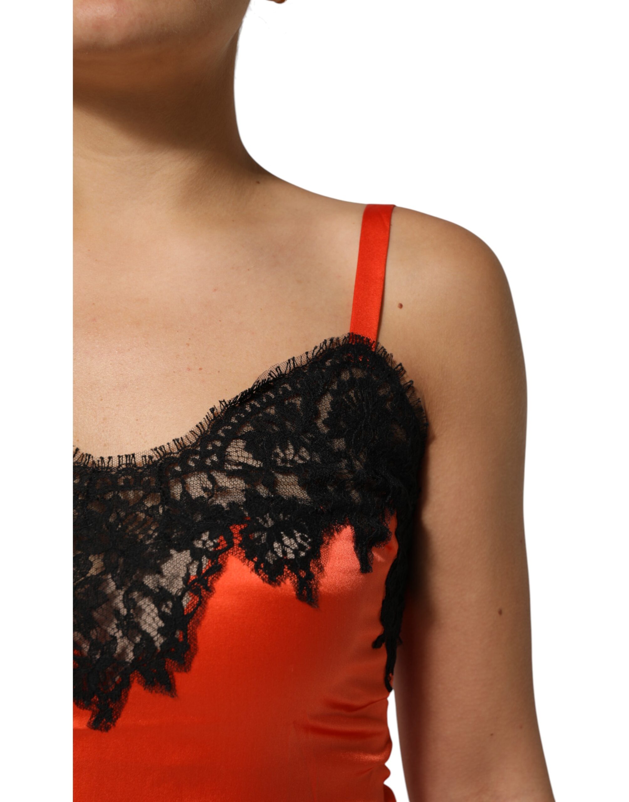 Dolce & Gabbana Red Black Lace Trim Silk Sleeveless Tank Top - Image 5