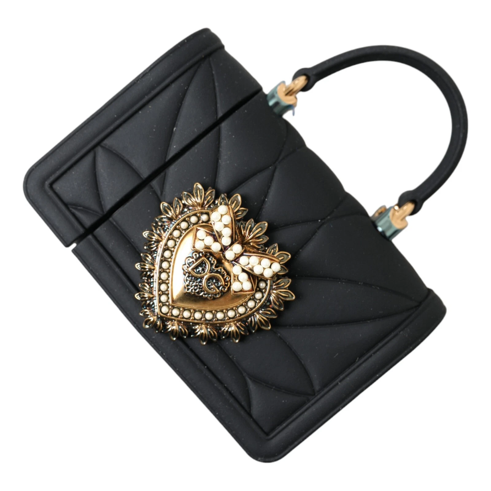 Dolce & Gabbana Case Black Silicone Devotion Heart Cover Hand Bag Airpod - Image 3