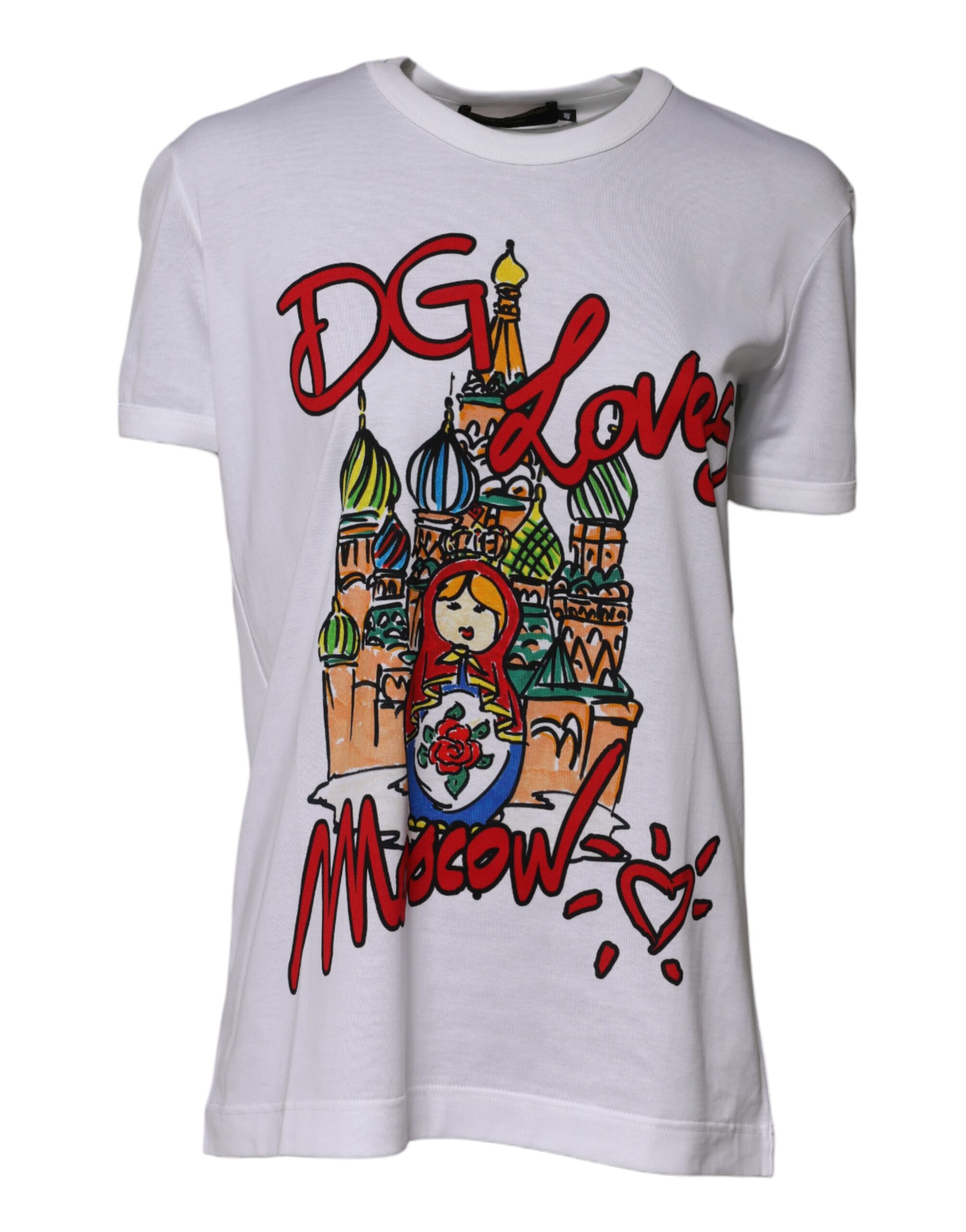 Dolce & Gabbana White DG Loves Moscow Cotton Crew Neck T-shirt - Image 2
