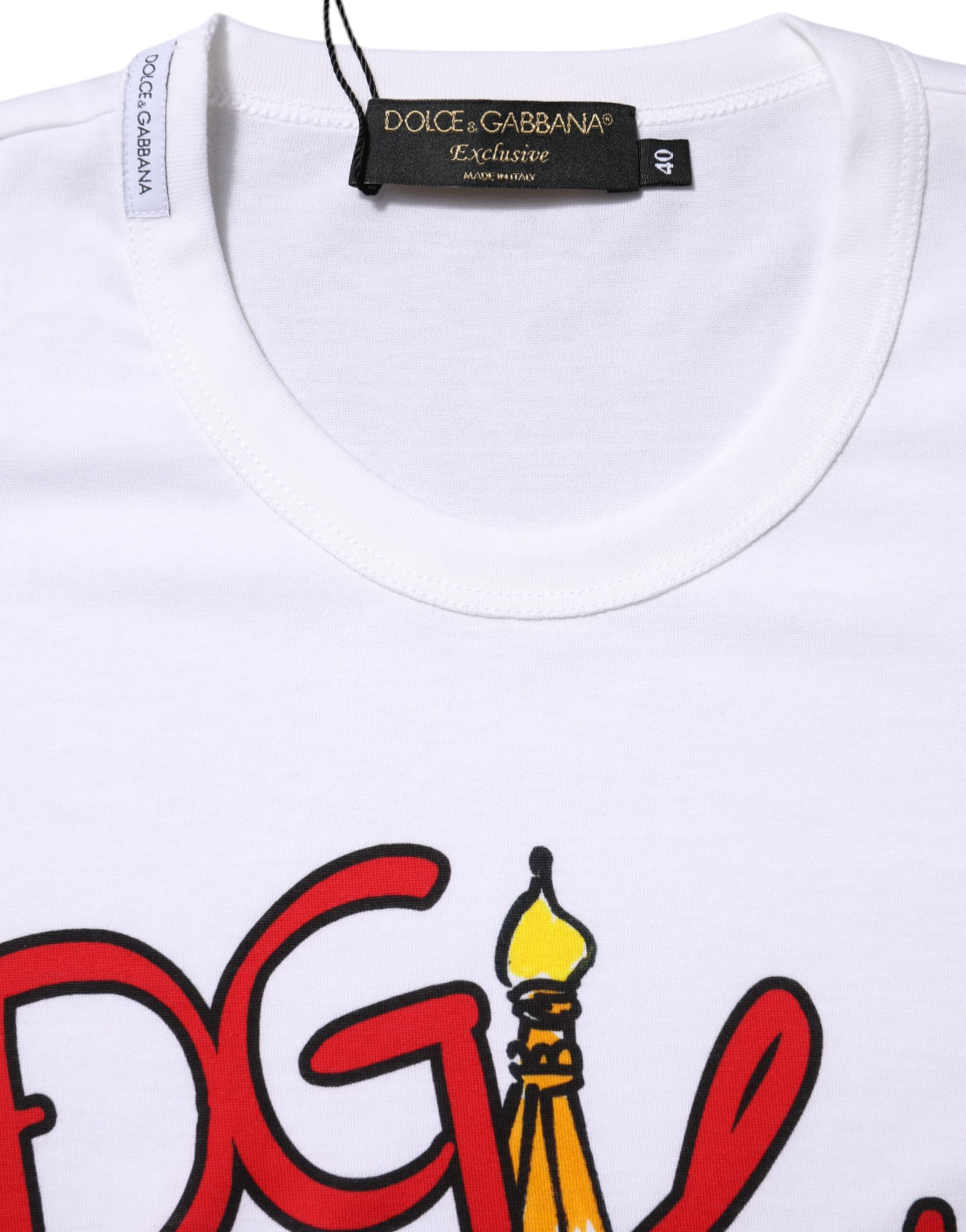 Dolce & Gabbana White DG Loves Moscow Cotton Crew Neck T-shirt - Image 4