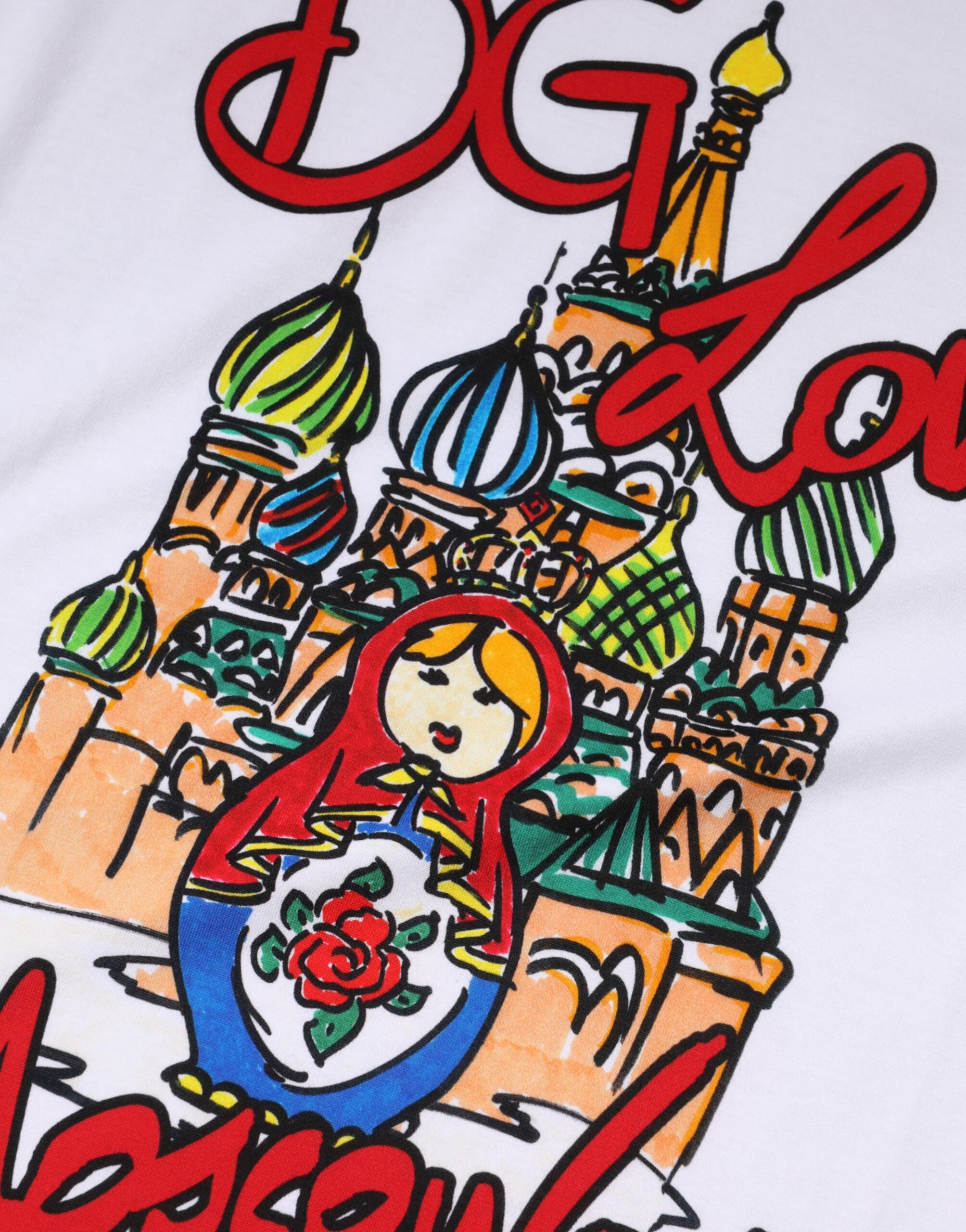 Dolce & Gabbana White DG Loves Moscow Cotton Crew Neck T-shirt - Image 5