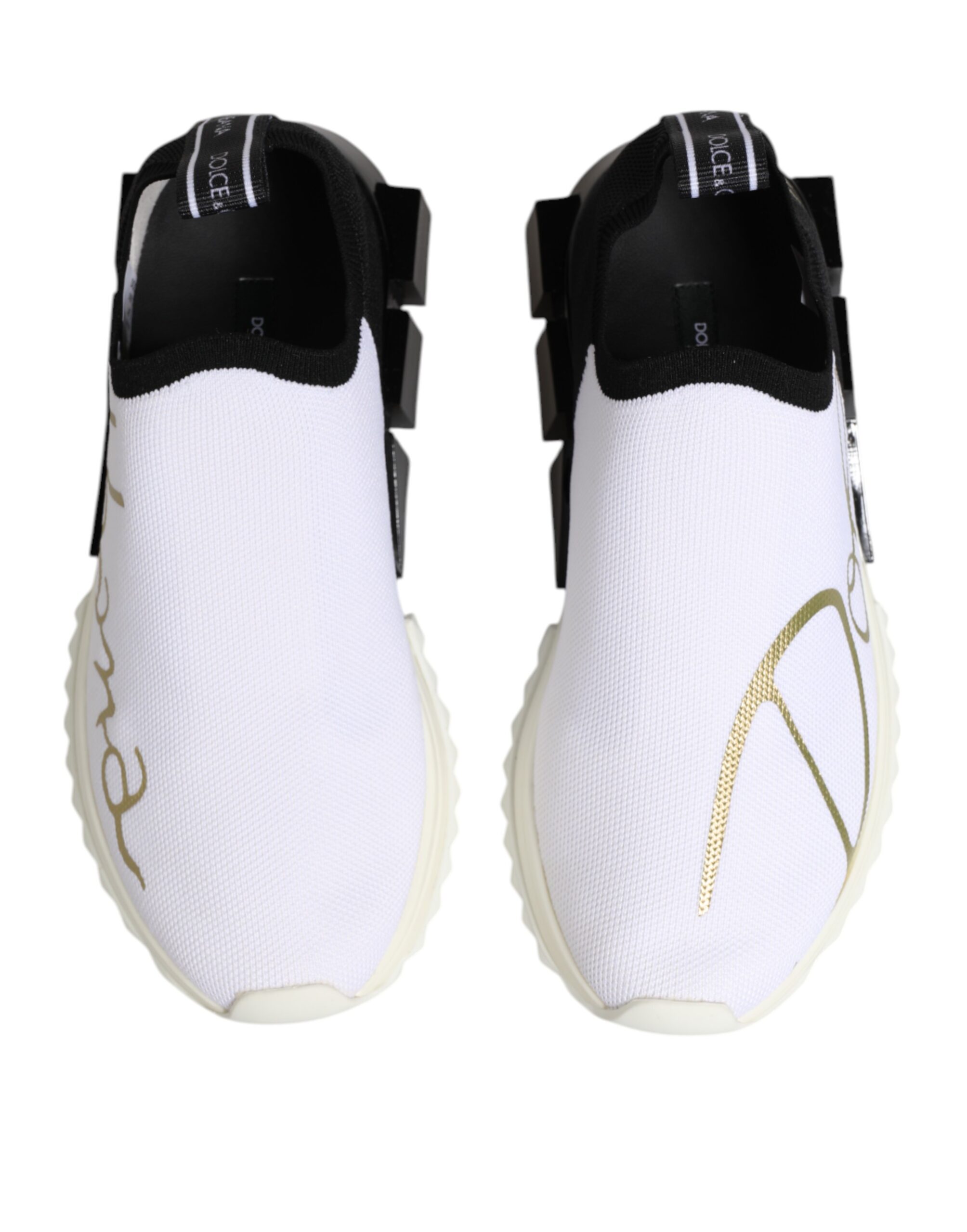 Dolce & Gabbana White Black Low Top Sorrento Sneakers Shoes - Image 4