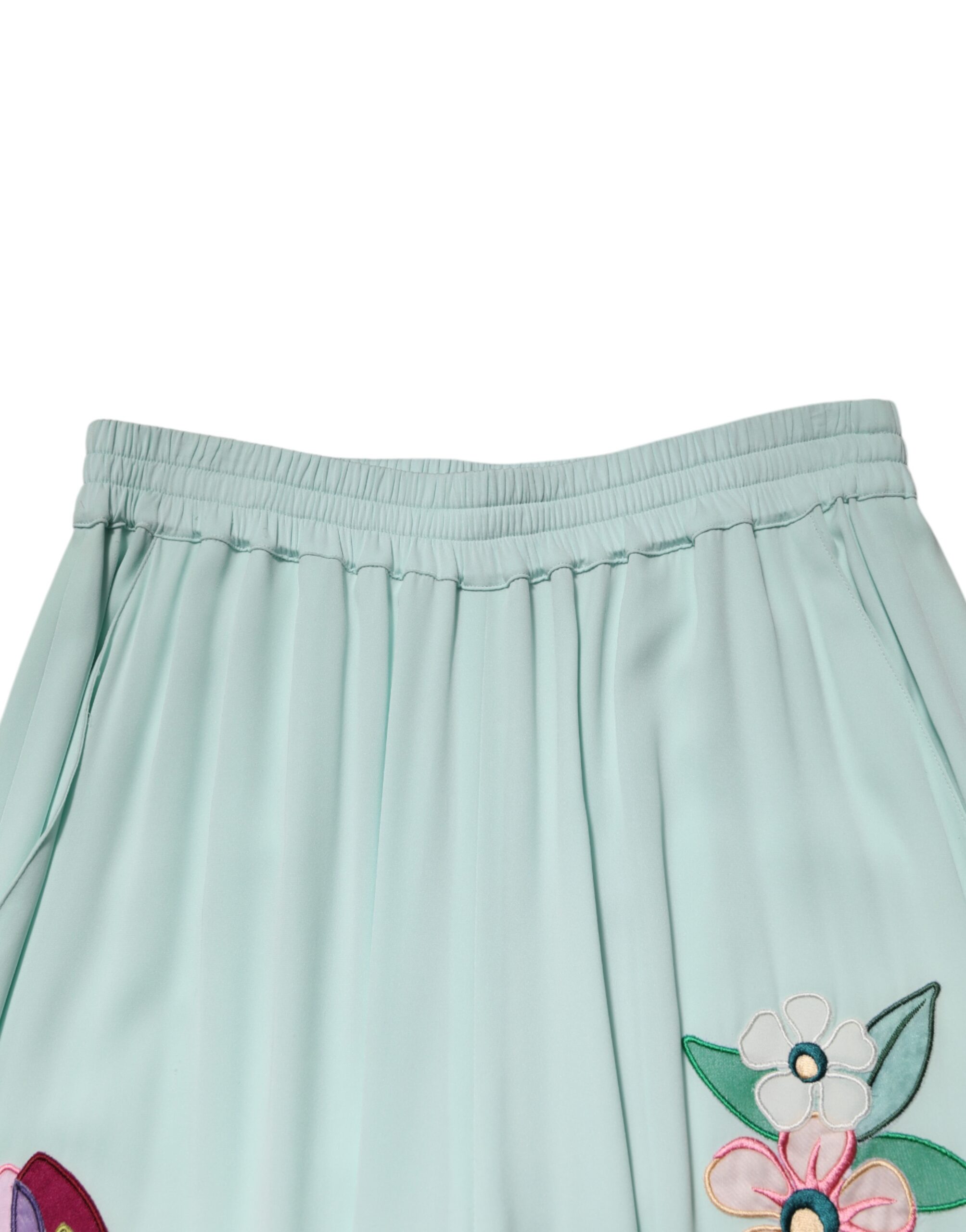 Dolce & Gabbana Green Floral Garterized Straight Pajama Pants - Image 5