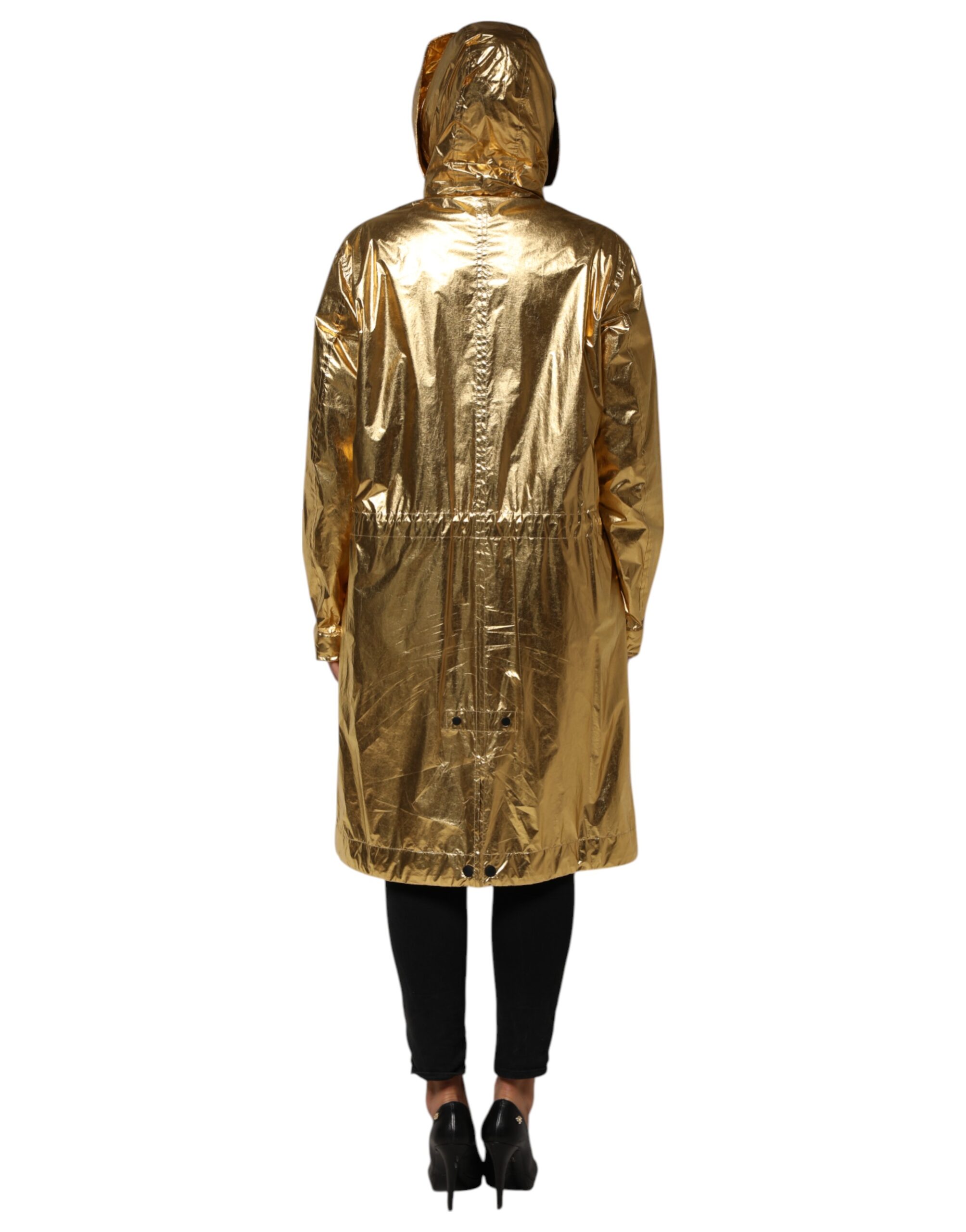 Dolce & Gabbana Gold Hooded Long Sleeves Trench Coat Jacket - Image 4