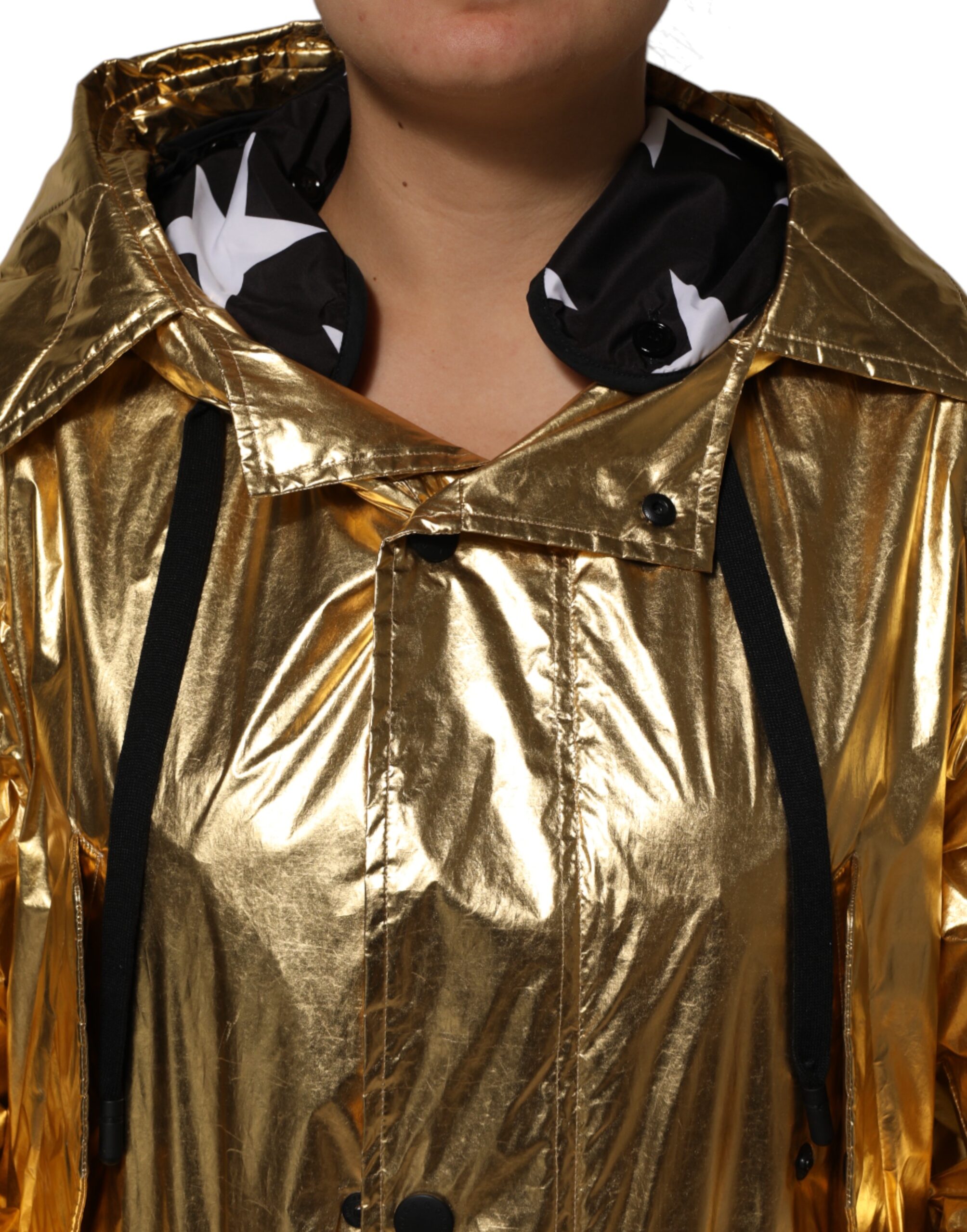 Dolce & Gabbana Gold Hooded Long Sleeves Trench Coat Jacket - Image 6