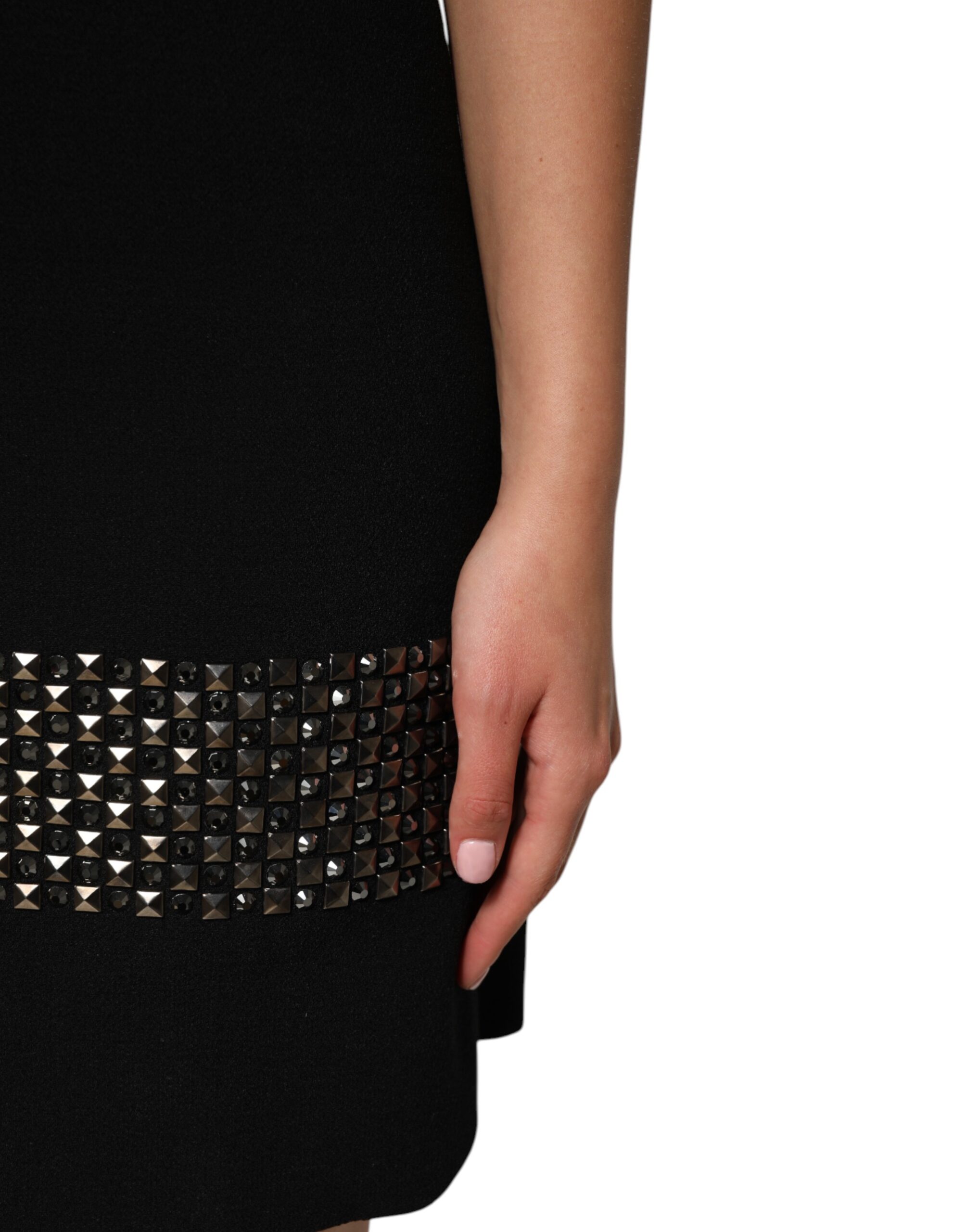 Dolce & Gabbana Black Crystal Embellished Collared Mini Dress - Image 6