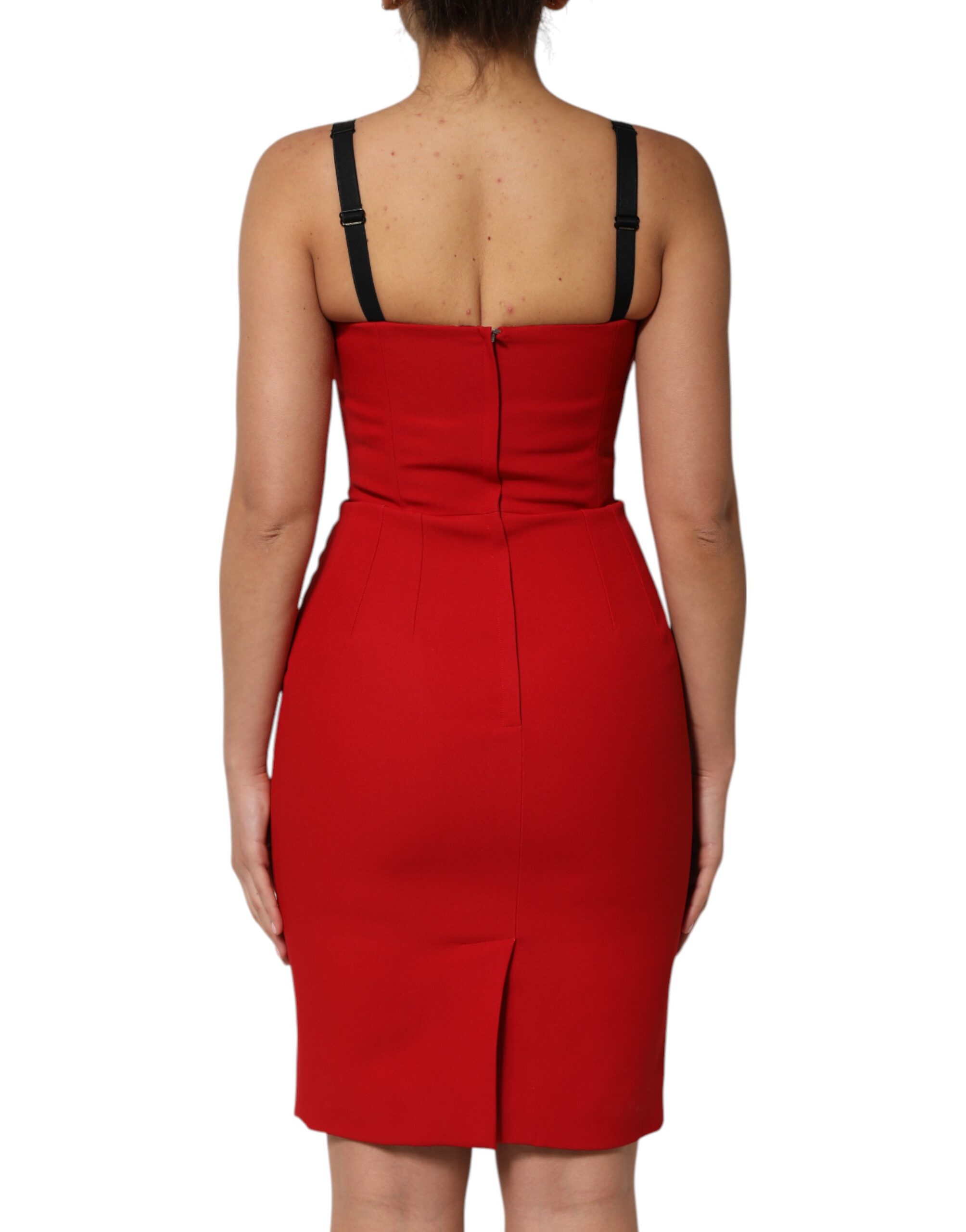 Dolce & Gabbana Red Stretch Bodycon Sheath Knee Length Dress - Image 4
