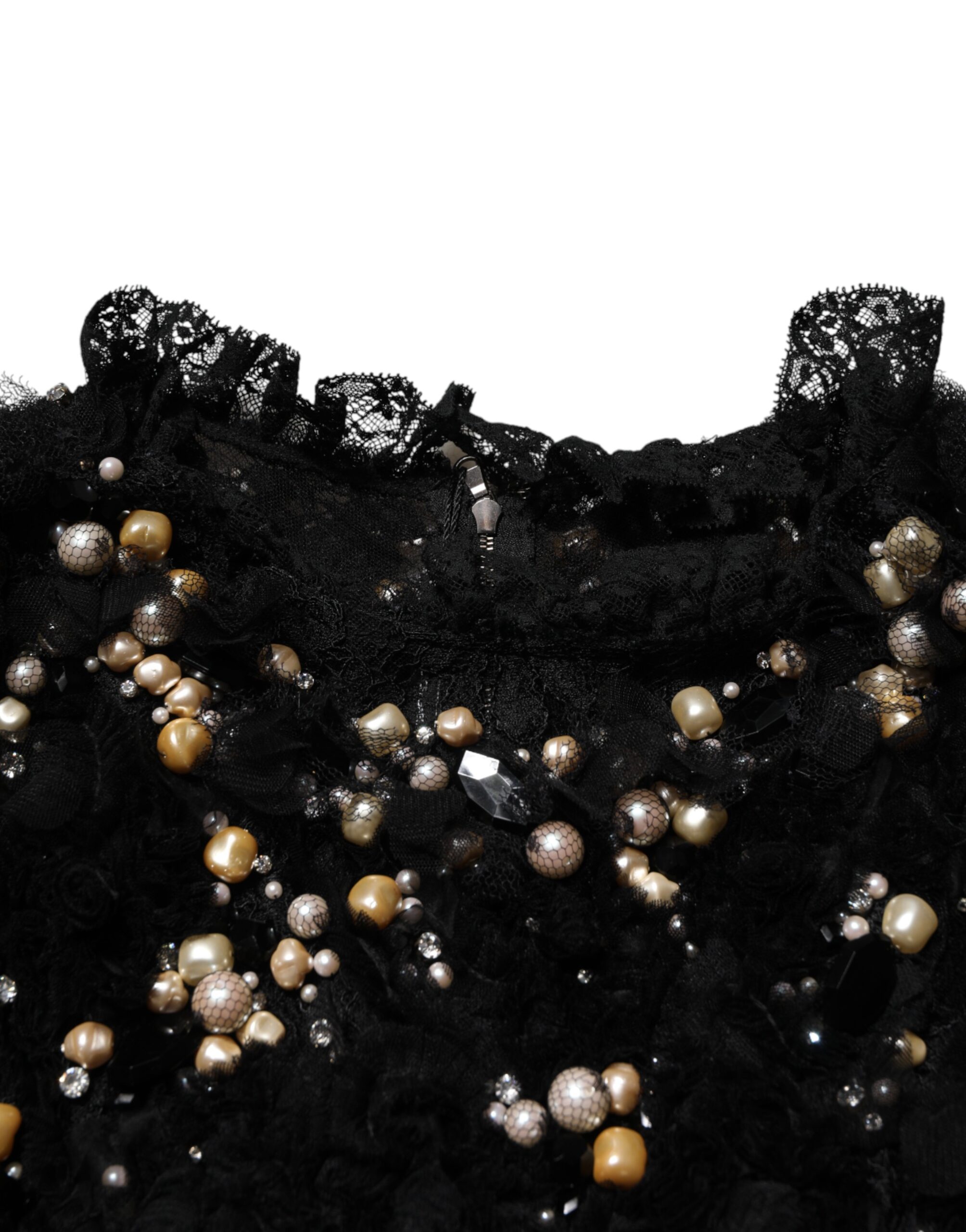 Dolce & Gabbana Black Viscose Pearl Embellishment Shift Dress - Image 7