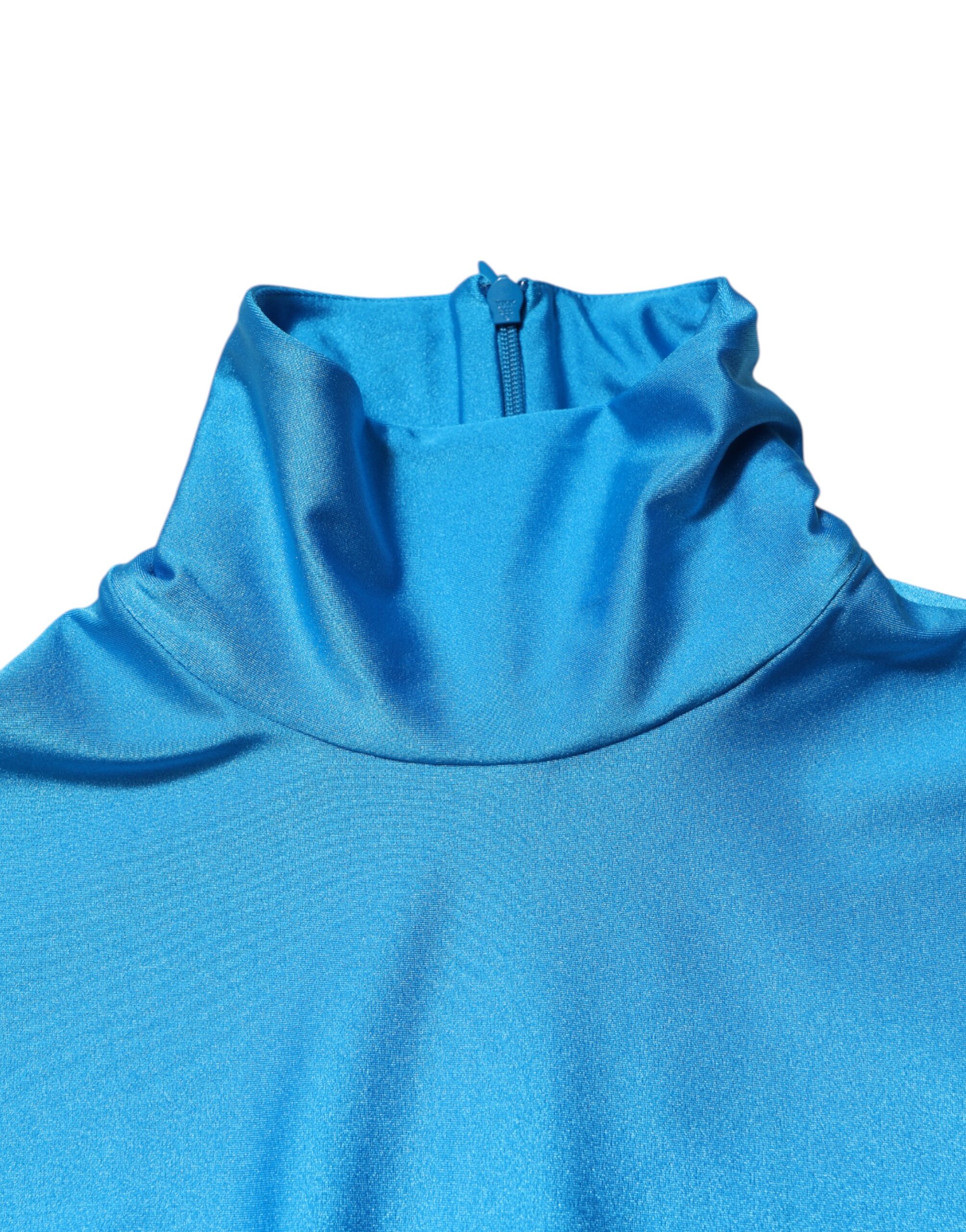 Dolce & Gabbana Blue Nylon Turtleneck Bodycon Jumpsuit Dress - Image 7