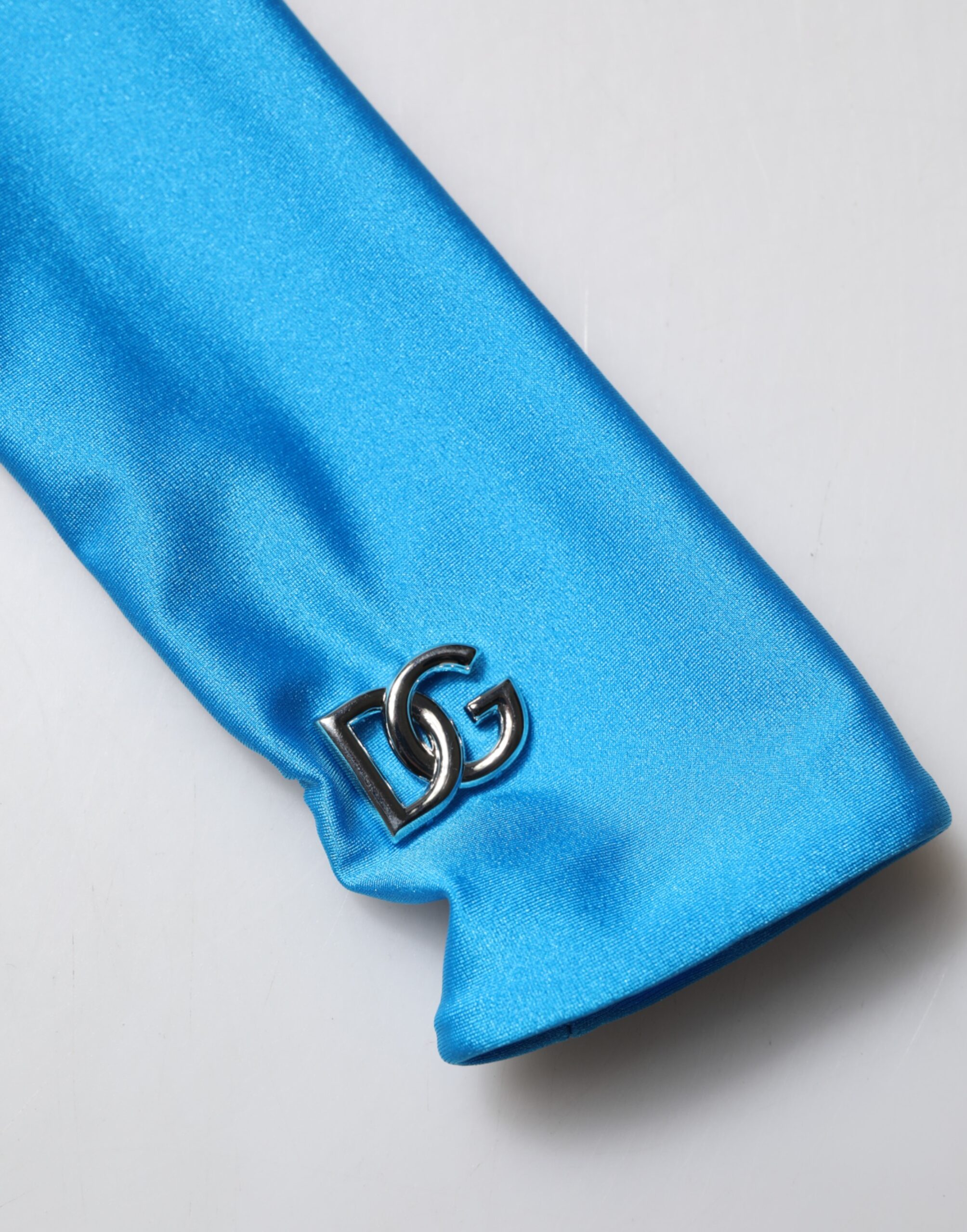 Dolce & Gabbana Blue Nylon Turtleneck Bodycon Jumpsuit Dress - Image 8